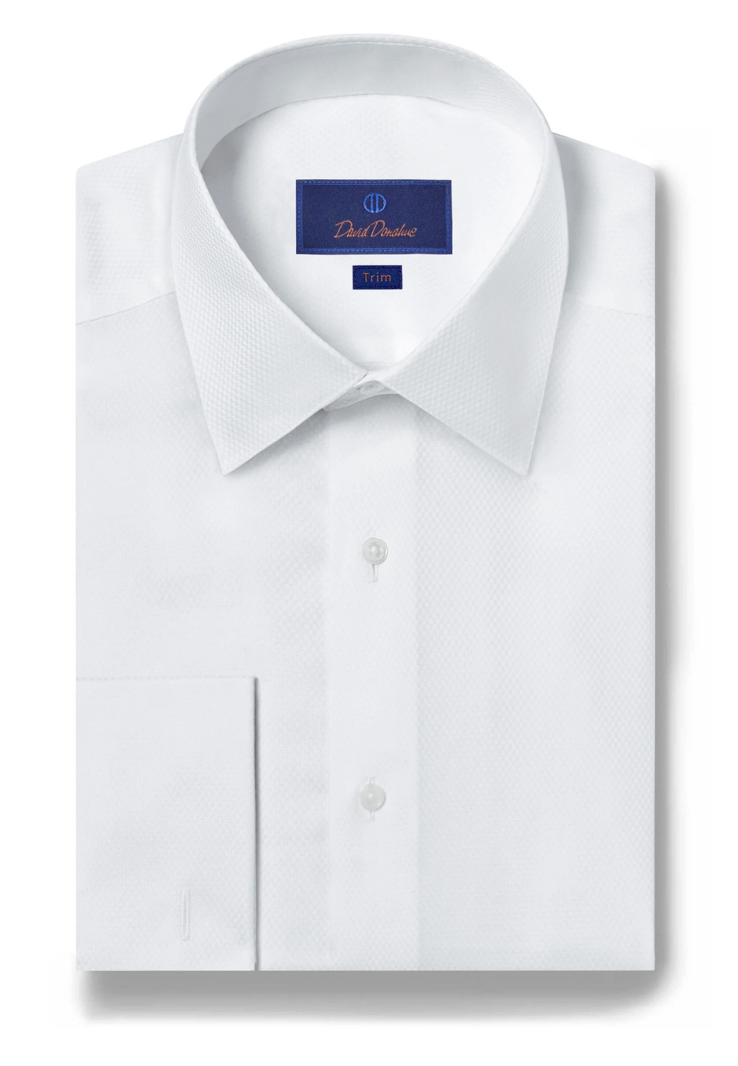 White Dobby Weave French Cuff Formal Shirt - Trim Fit