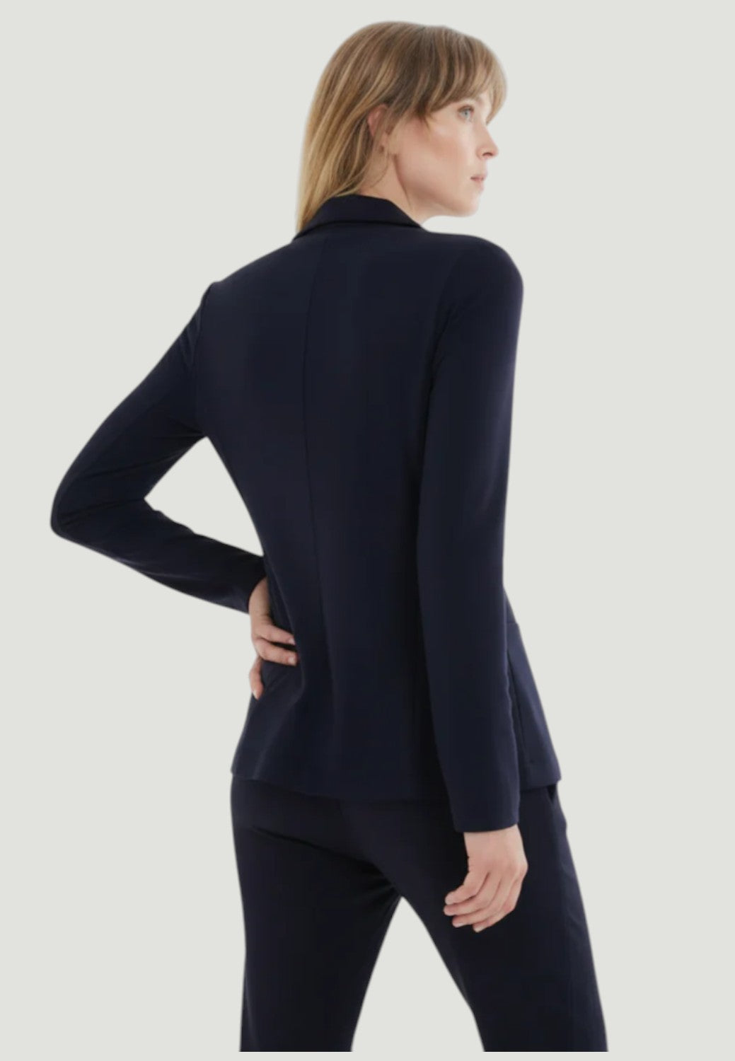 French Terry Looped Interior One Button Blazer - Marine-XS-MARINE-MAJESTIC TEES-Levy's Clothier