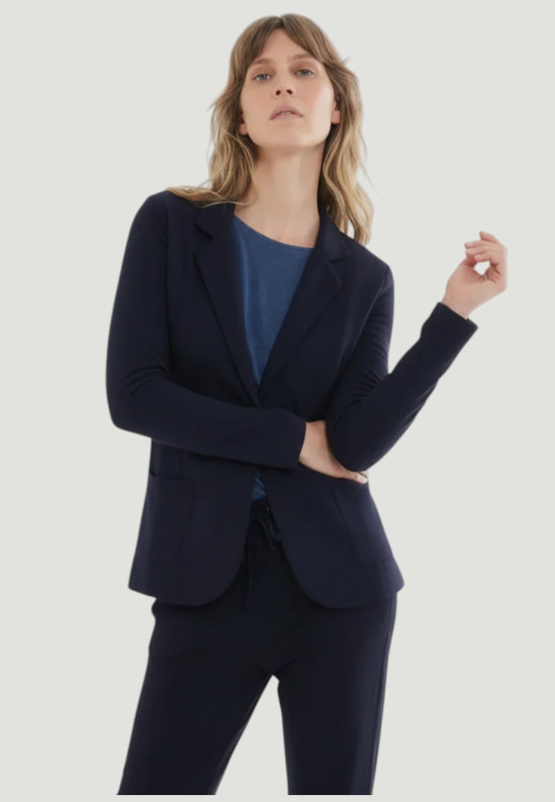 French Terry Looped Interior One Button Blazer - Marine-XS-MARINE-MAJESTIC TEES-Levy's Clothier