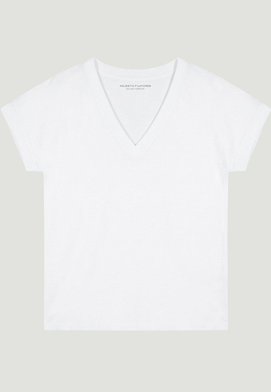 V-Neck Short Sleeve T-Shirt in Organic Cotton - Blanc-XS-BLANC-MAJESTIC TEES-Levy's Clothier