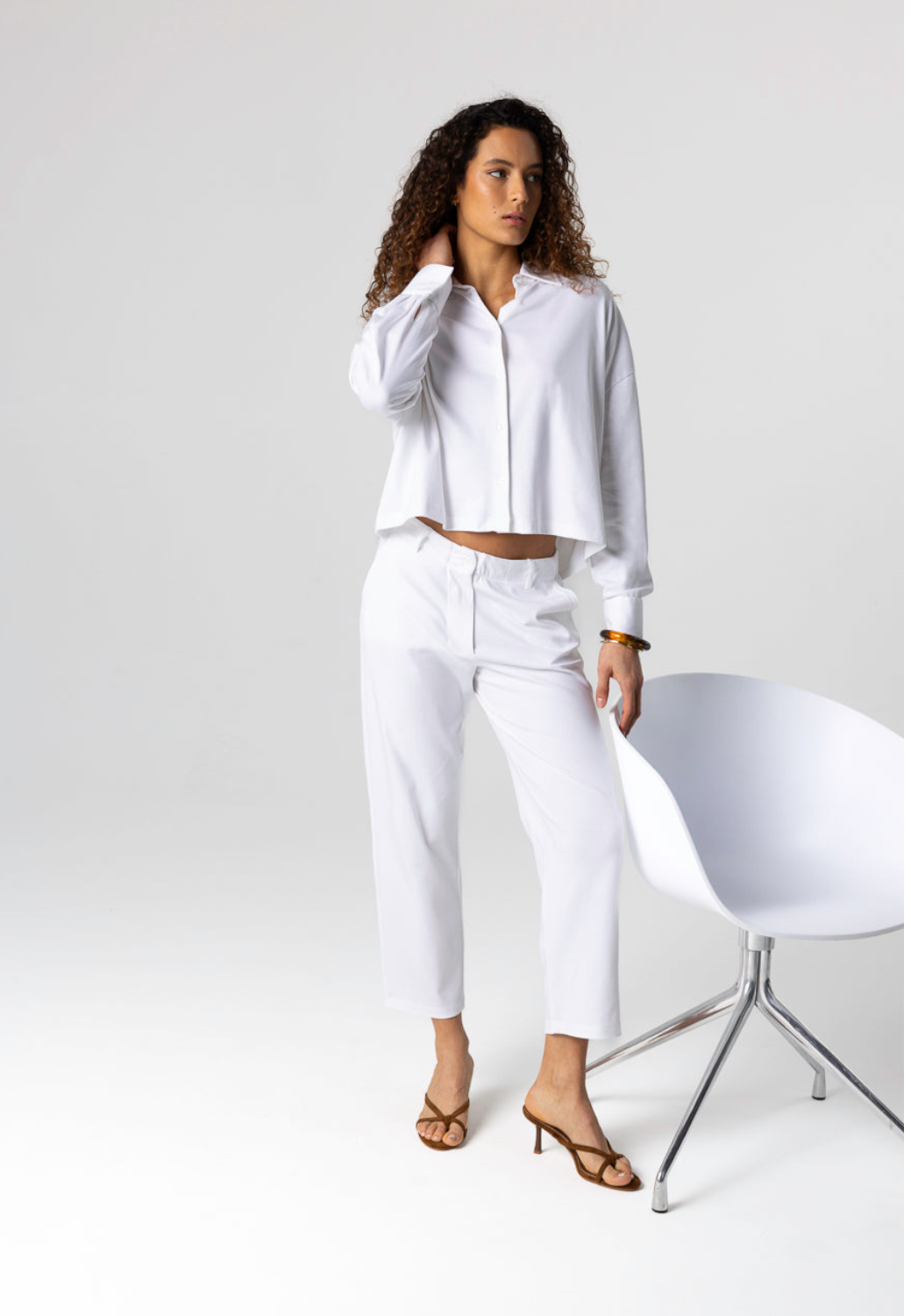 Long Sleeve Supima Cotton Collared Shirt - White-XS-MAJESTIC TEES-Levy's Clothier