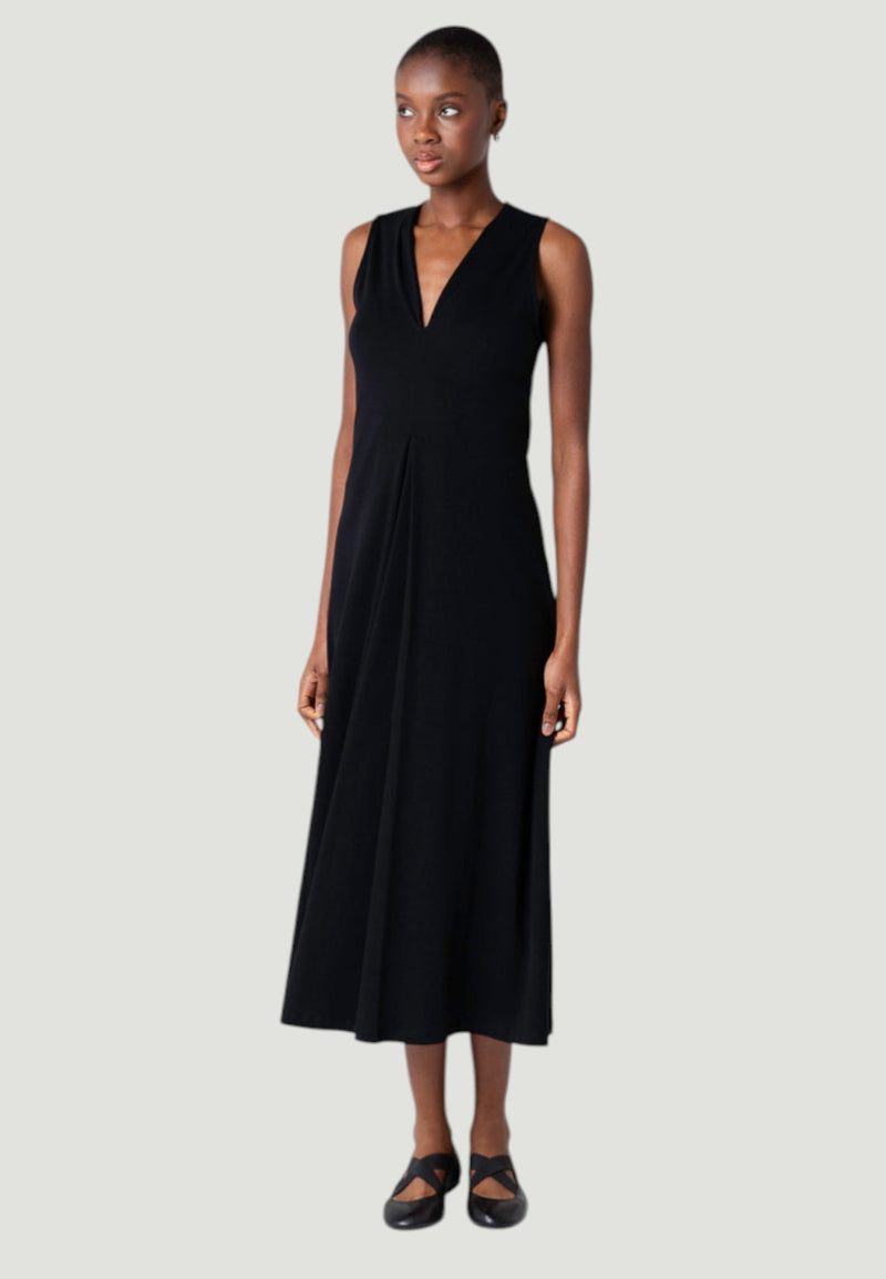 Sleeveless V-Neck Supima Cotton Dress - Noir-XS-NOIR-MAJESTIC TEES-Levy's Clothier