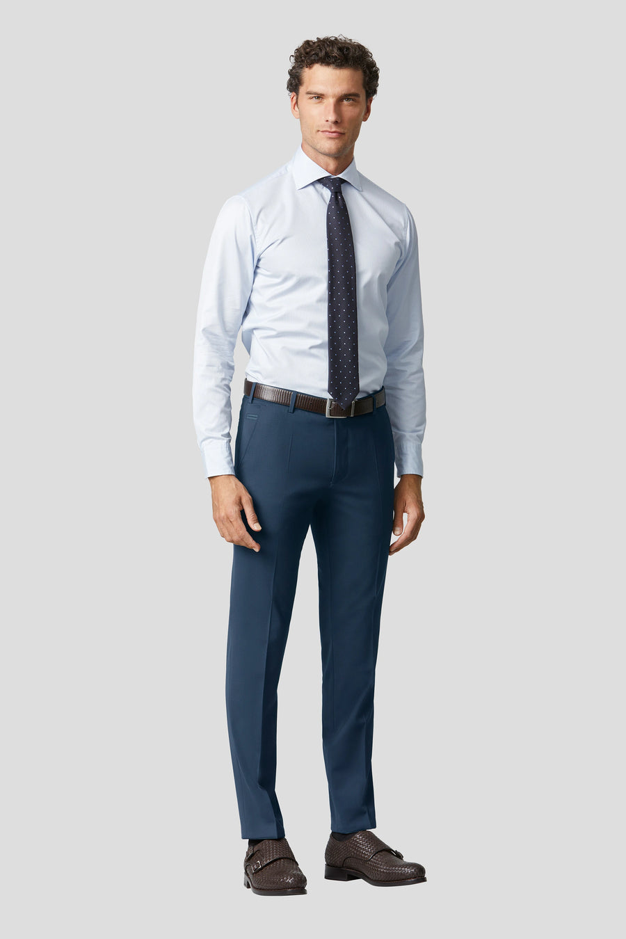 Meyer Bonn Travel Twill Trousers in Blue-32-BLUE-MEYER-Levy's Clothier