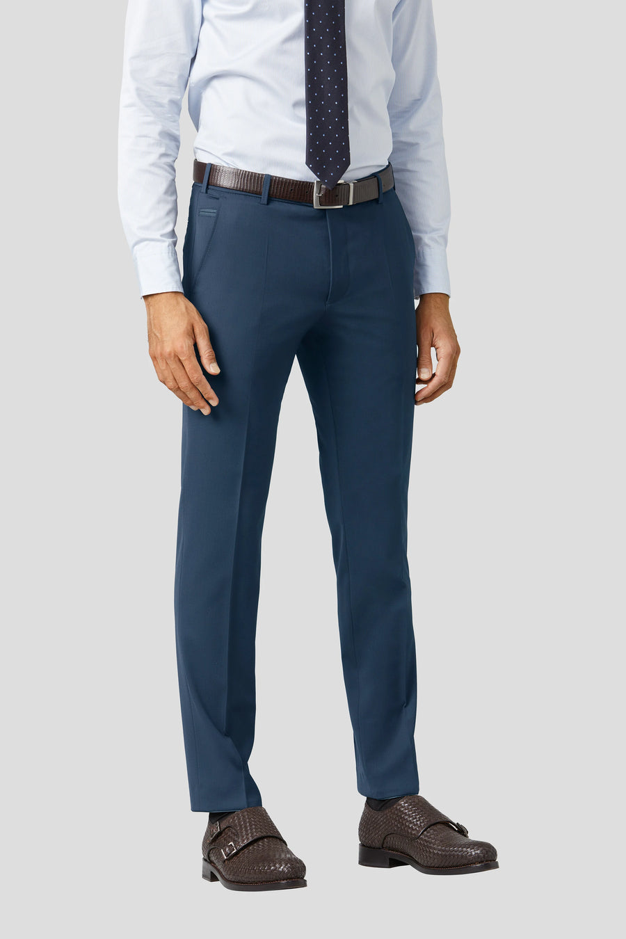 Meyer Bonn Travel Twill Trousers in Blue-32-BLUE-MEYER-Levy's Clothier