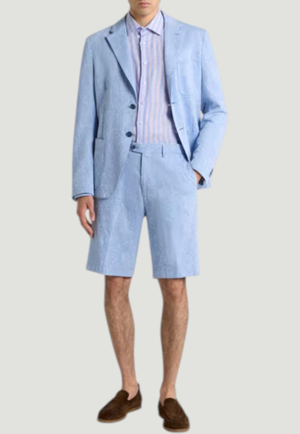 Single Breasted Striped Cotton Jacket - Floral Paisley-50-PAISLEY-ETRO-Levy's Clothier