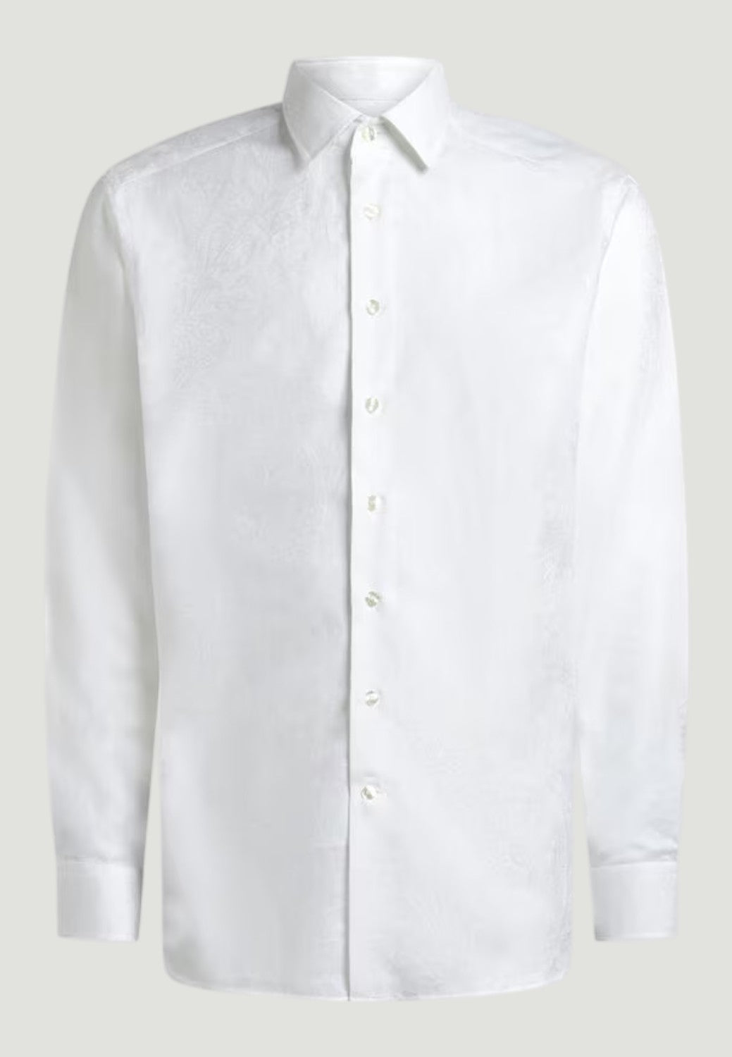 Cotton Jacquard Shirt with Paisley Foliage Motif - White-40-ETRO-Levy's Clothier