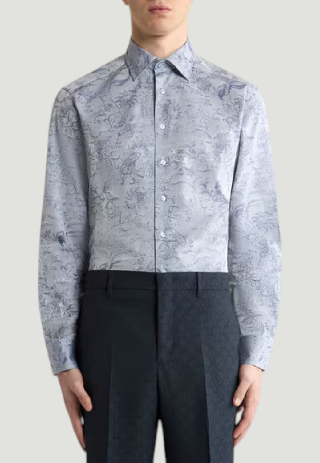 Cotton Jacquard Shirt with Floral Paisley Motif-40-ETRO-Levy's Clothier