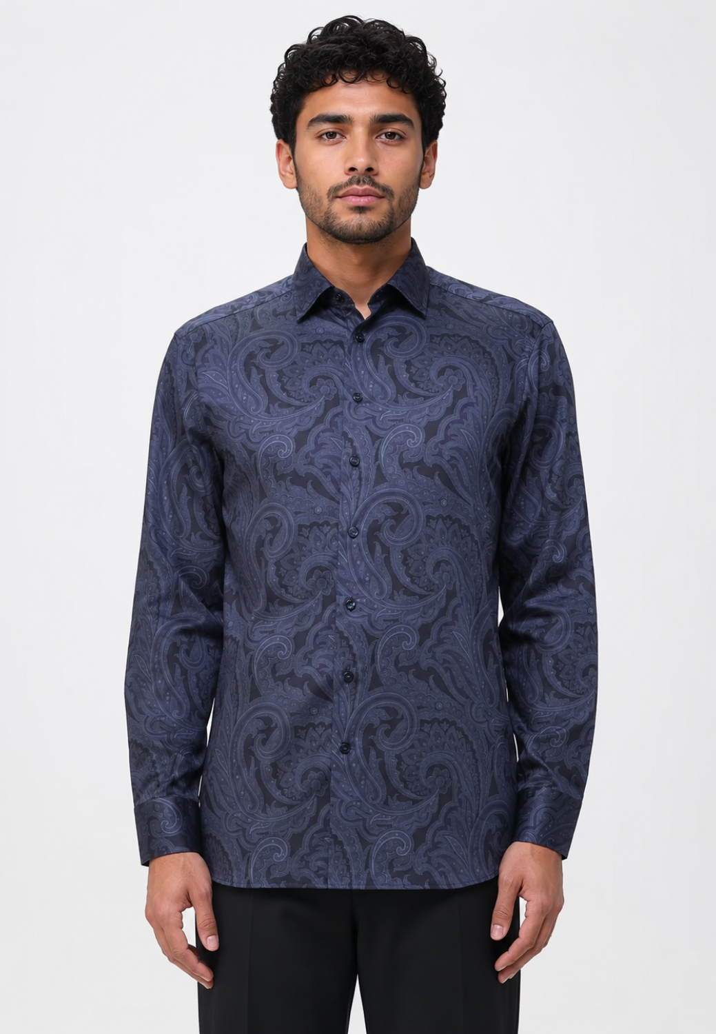 Midnight Paisley Long-Sleeve Button-Down Shirt-15.5-X0883-ETRO-Levy's Clothier