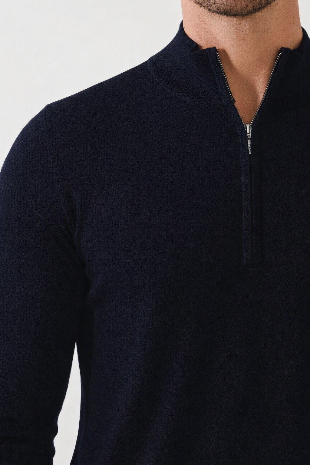 Extra-Fine Merino Quarter Zip-S-MAMMOTH BLUE-PATRICK ASSARAF-Levy's Clothier