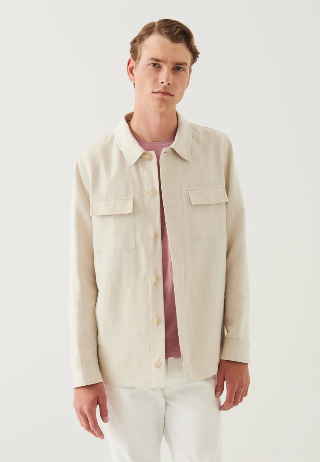 Linen Cotton Blend Shirt Jacket-M-CLAY-PATRICK ASSARAF-Levy's Clothier
