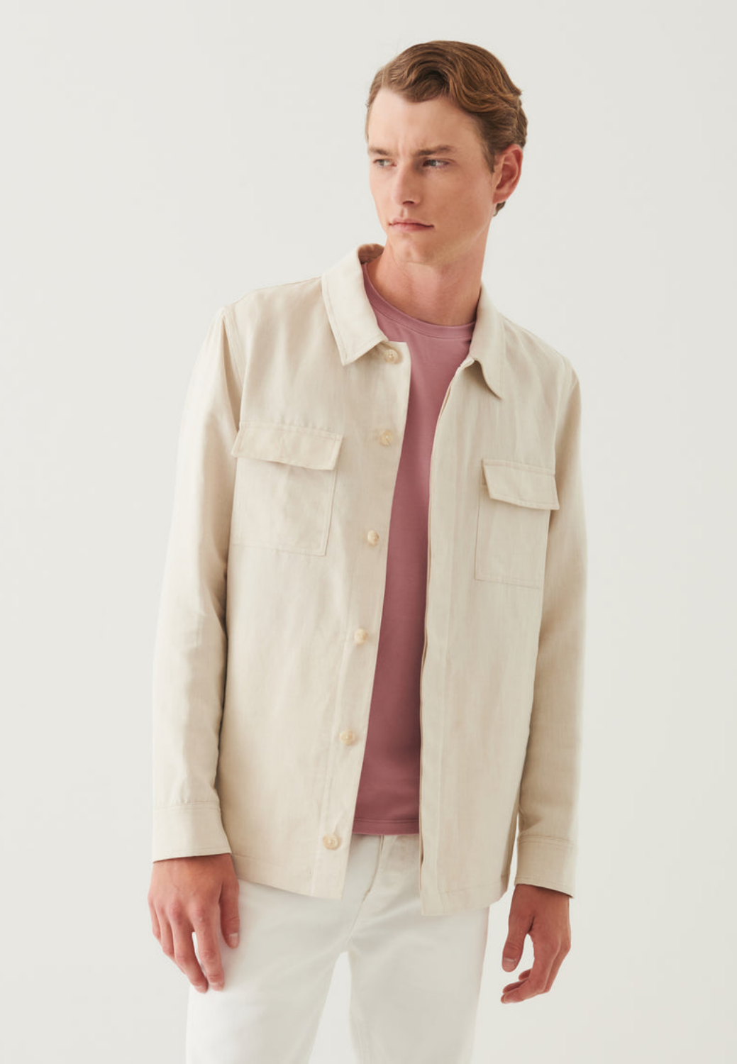 Linen Cotton Blend Shirt Jacket-M-CLAY-PATRICK ASSARAF-Levy's Clothier