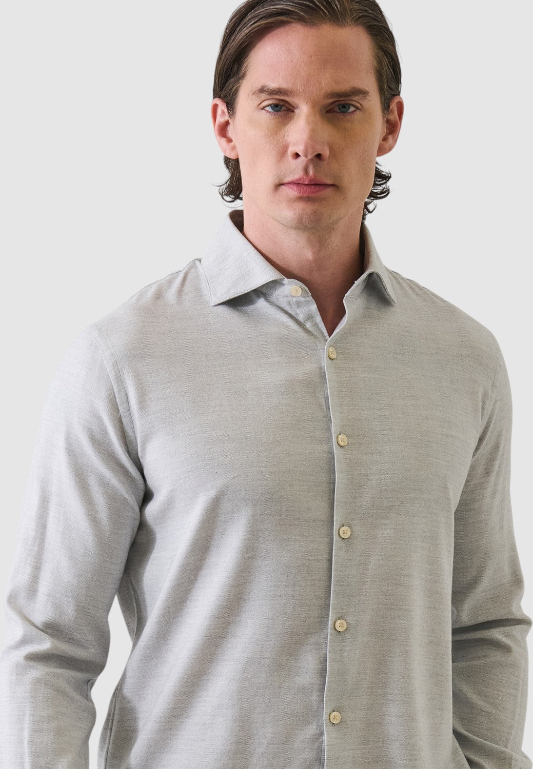 Tailored Flannel Shirt-M-OYSTER-PATRICK ASSARAF-Levy's Clothier