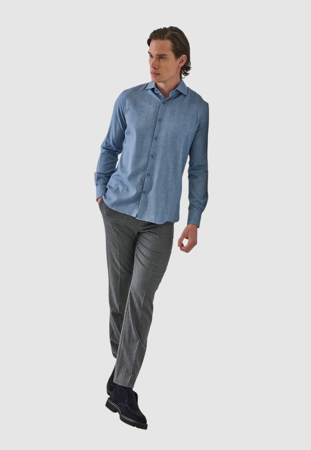 Tailored Flannel Shirt-M-OMAN-PATRICK ASSARAF-Levy's Clothier