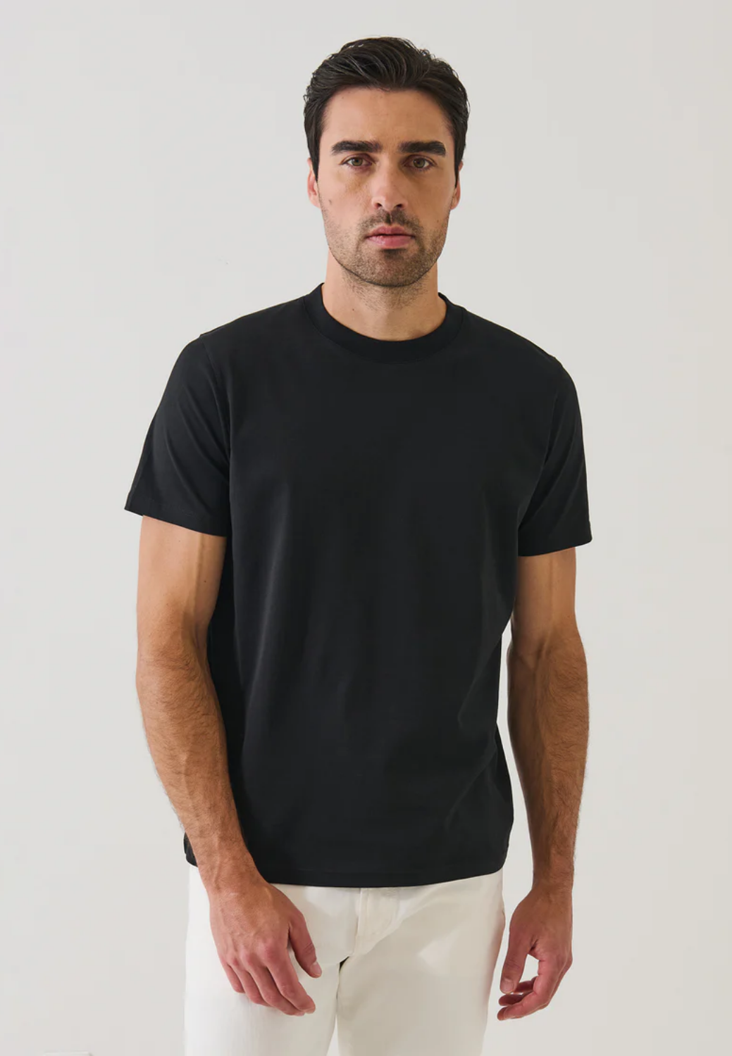 Organic Pima Cotton High Neck T-Shirt-M-BLACK-PATRICK ASSARAF-Levy's Clothier