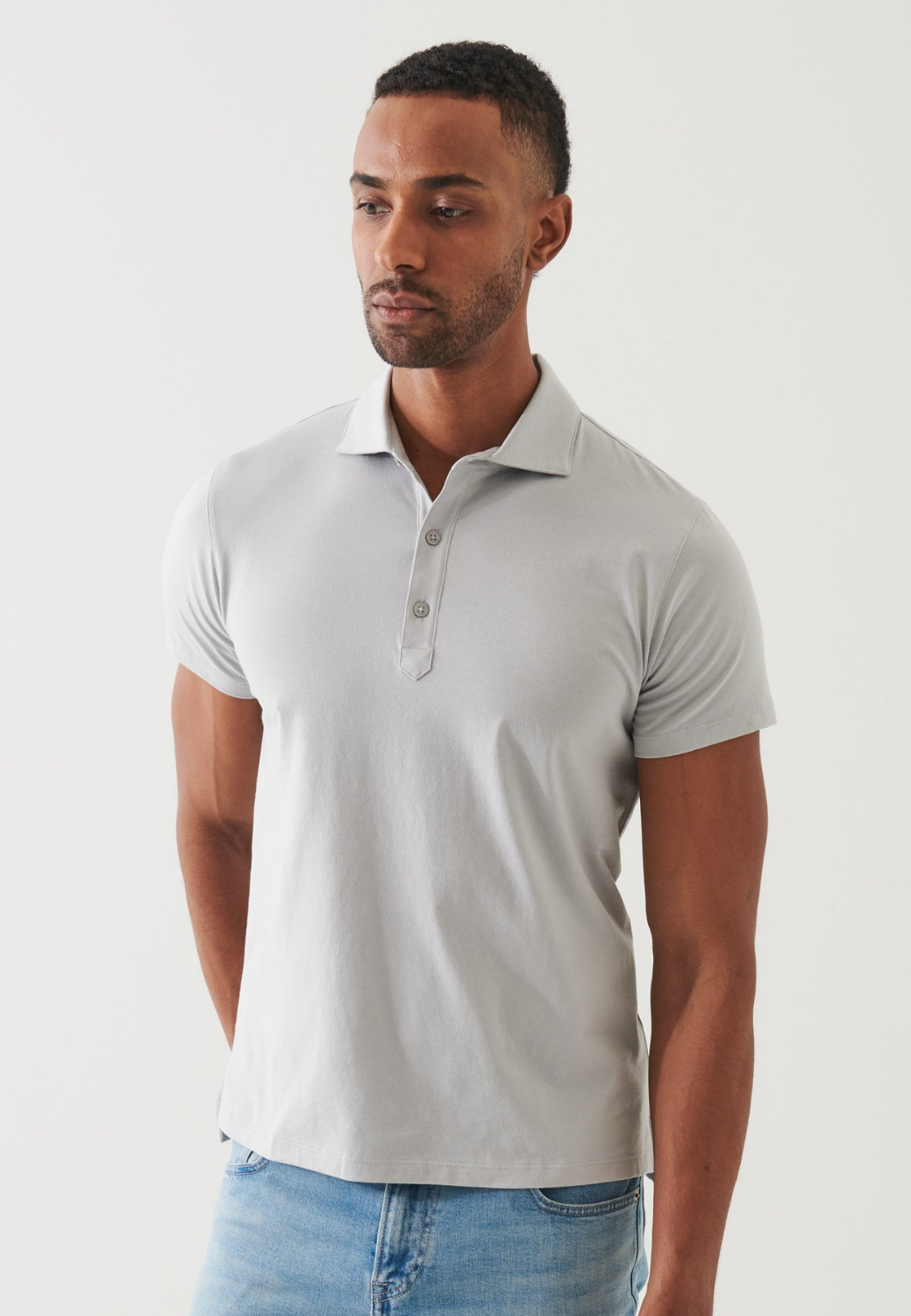 Organic Pima Cotton Polo Shirt-M-LIGHT GREY-PATRICK ASSARAF-Levy's Clothier
