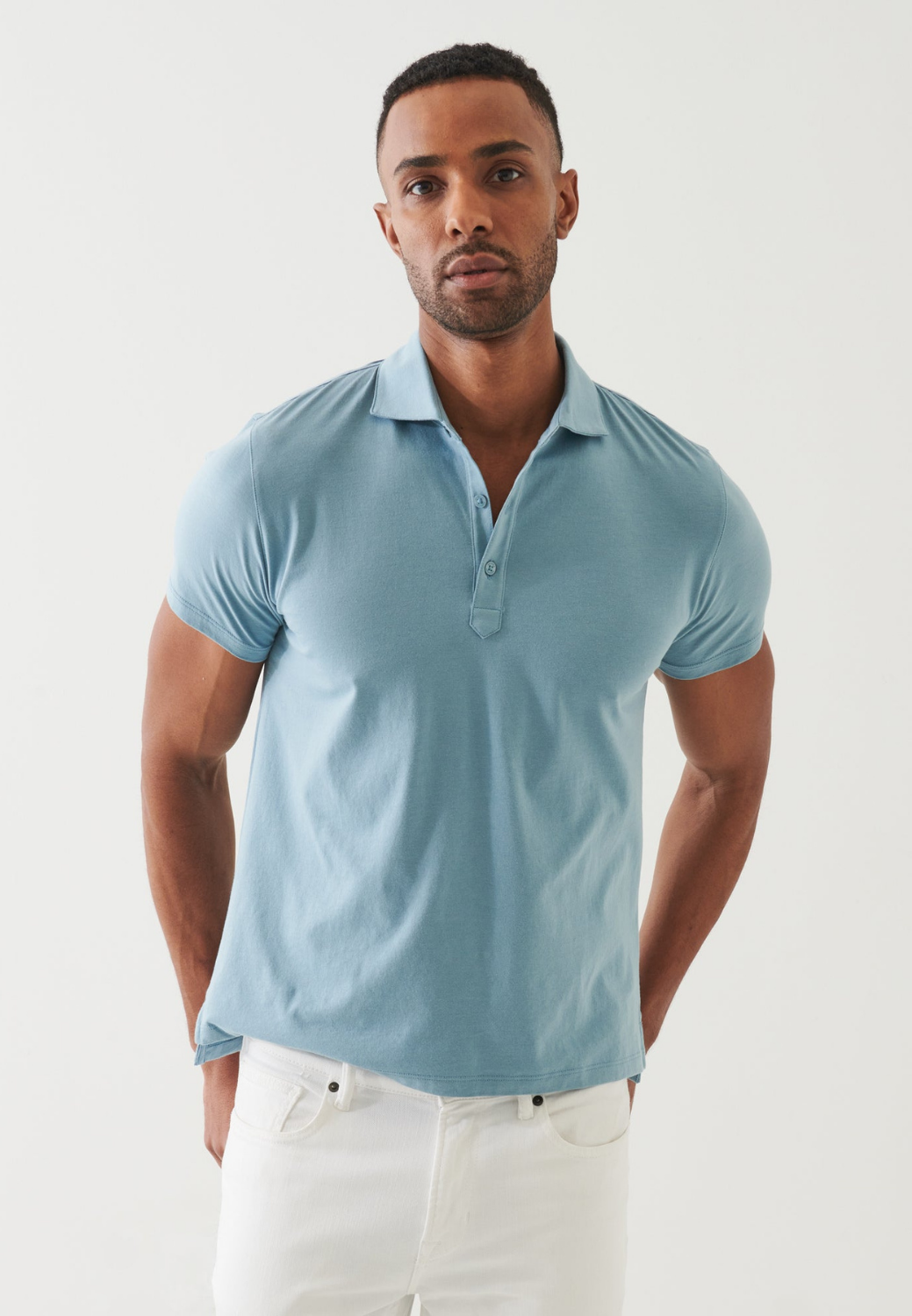 Organic Pima Cotton Polo Shirt-M-LIGHT GREY-PATRICK ASSARAF-Levy's Clothier