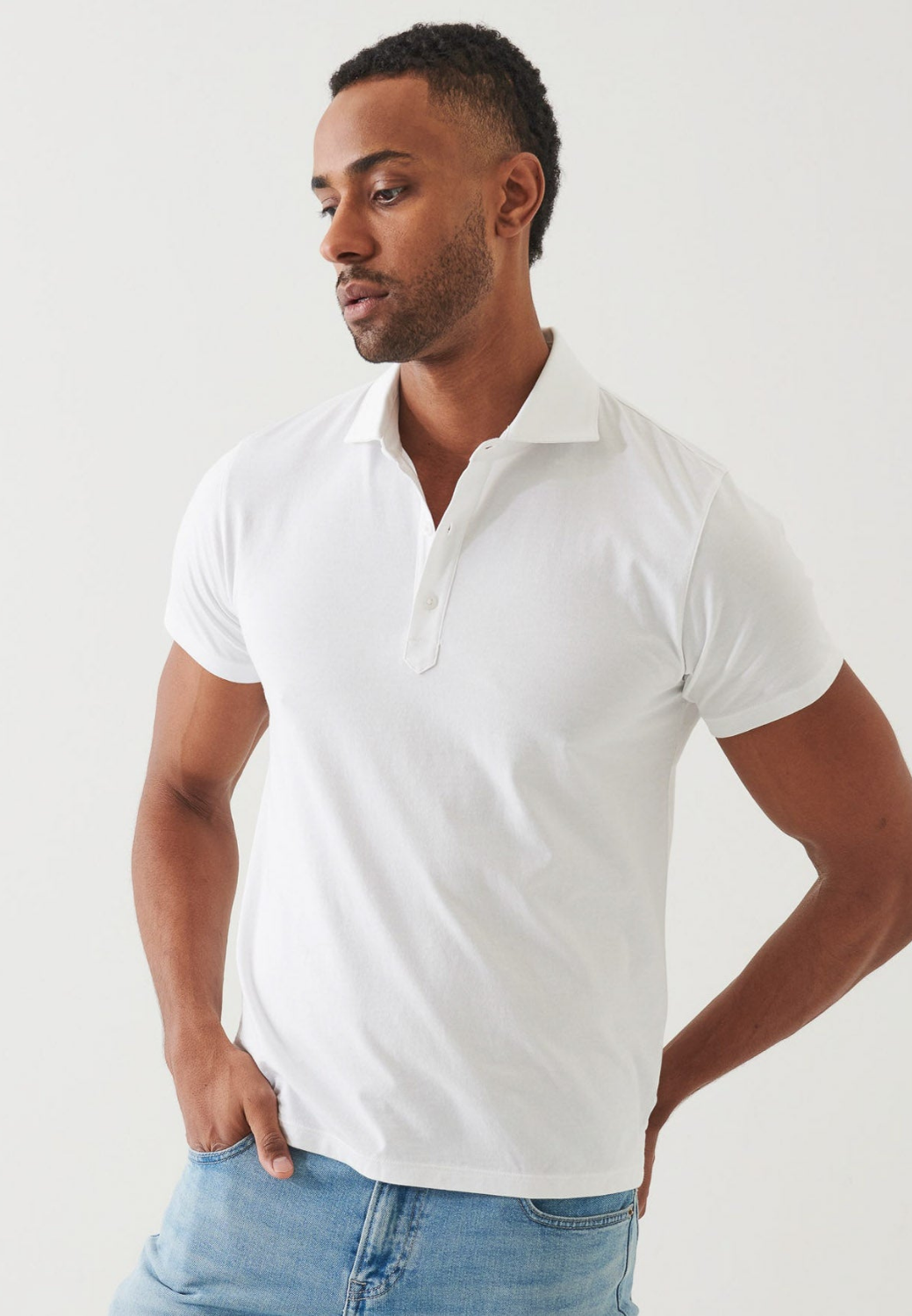 Organic Pima Cotton Polo Shirt-M-LIGHT GREY-PATRICK ASSARAF-Levy's Clothier