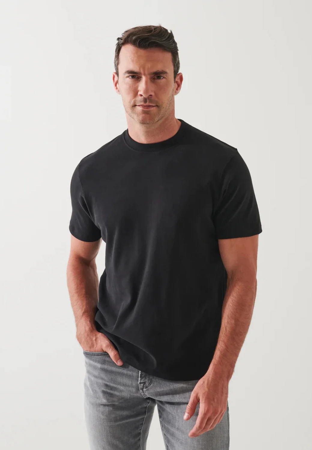 Pima Stretch Brushed T-Shirt - Black