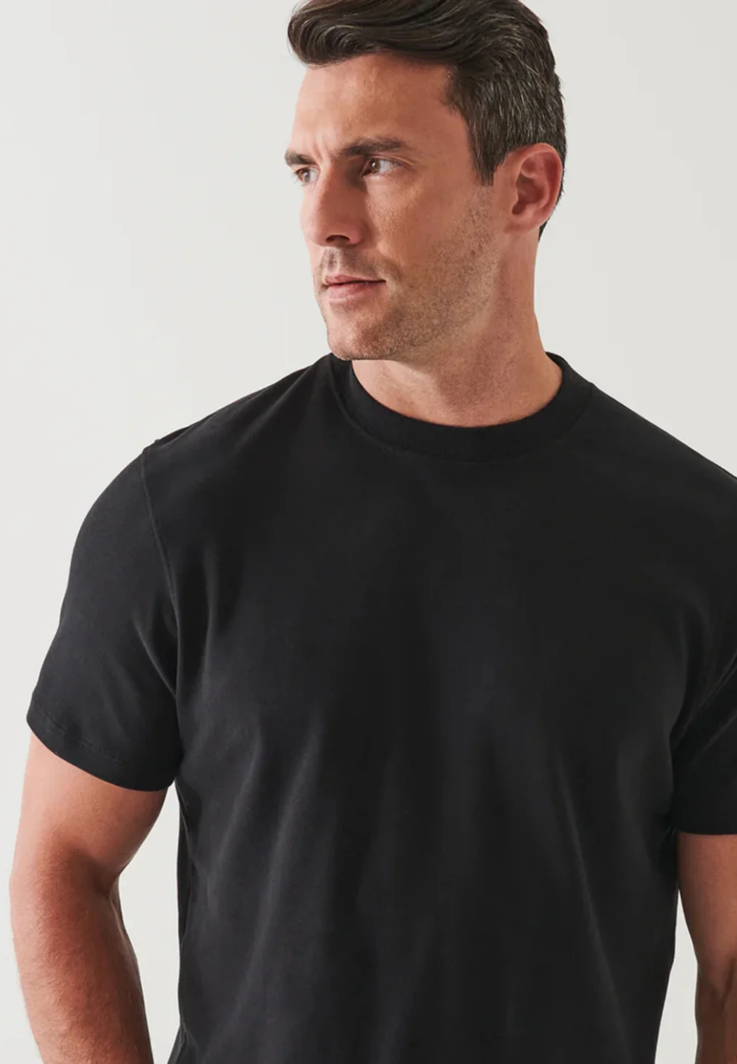 Pima Stretch Brushed T-Shirt - Black