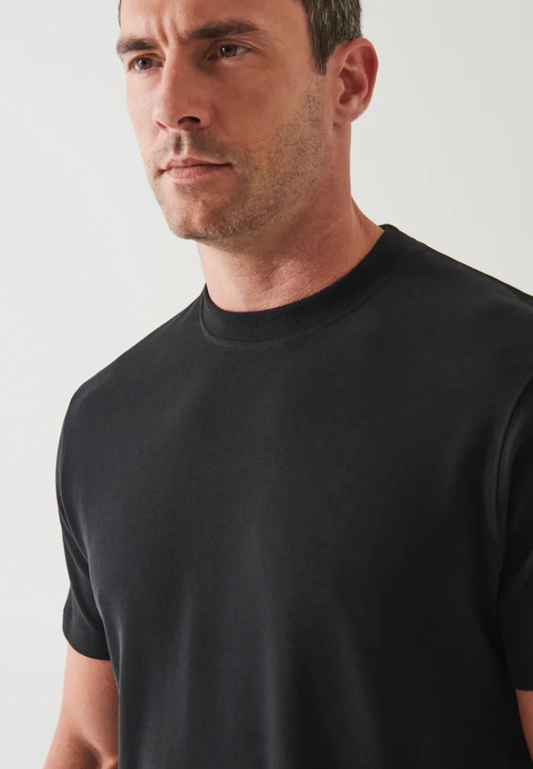 Pima Stretch Brushed T-Shirt - Black