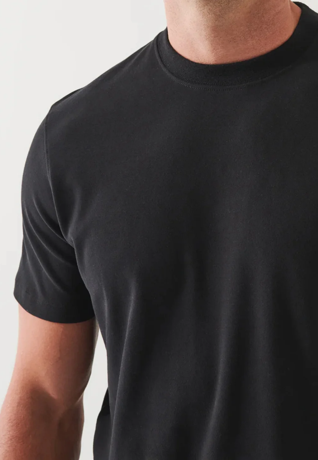 Pima Stretch Brushed T-Shirt - Black