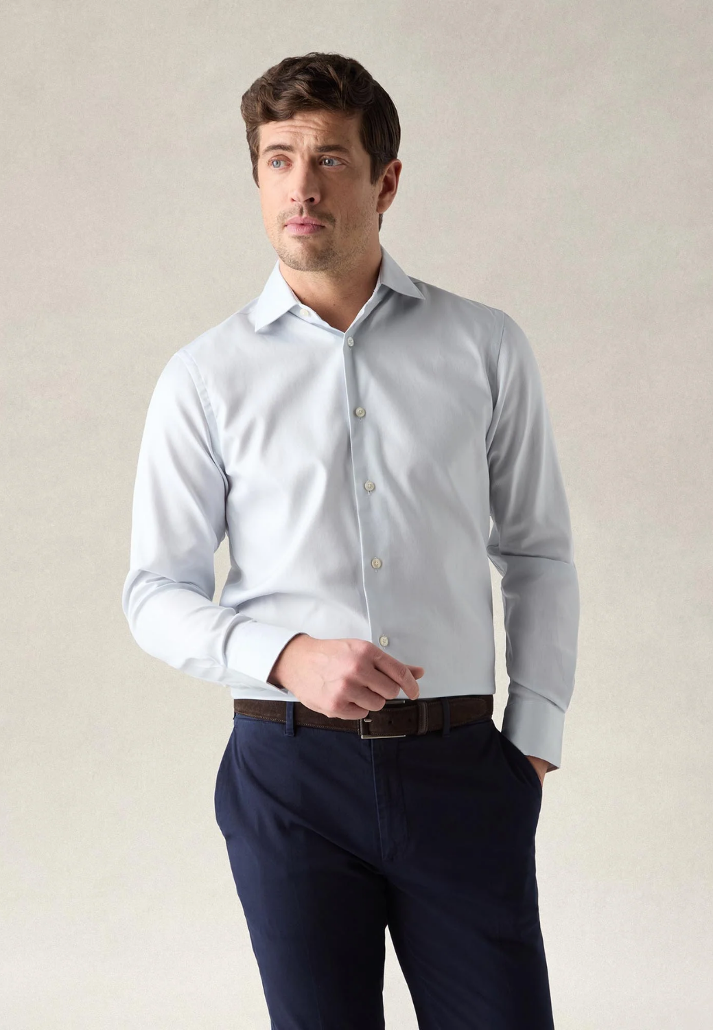 Reynolds Double Twill Shirt - Aqua-15-AQUA-ROBERT TALBOTT-Levy's Clothier