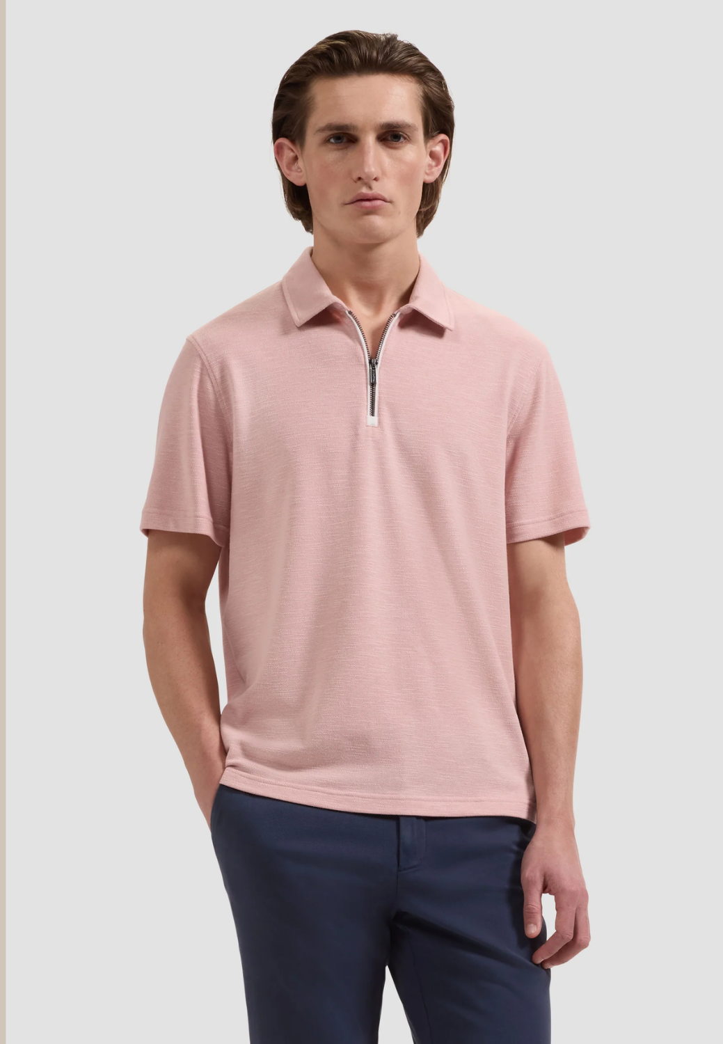 Performance Melange Quarter-Zip Polo-M-DUSTY PINK-BUGATCHI-Levy's Clothier