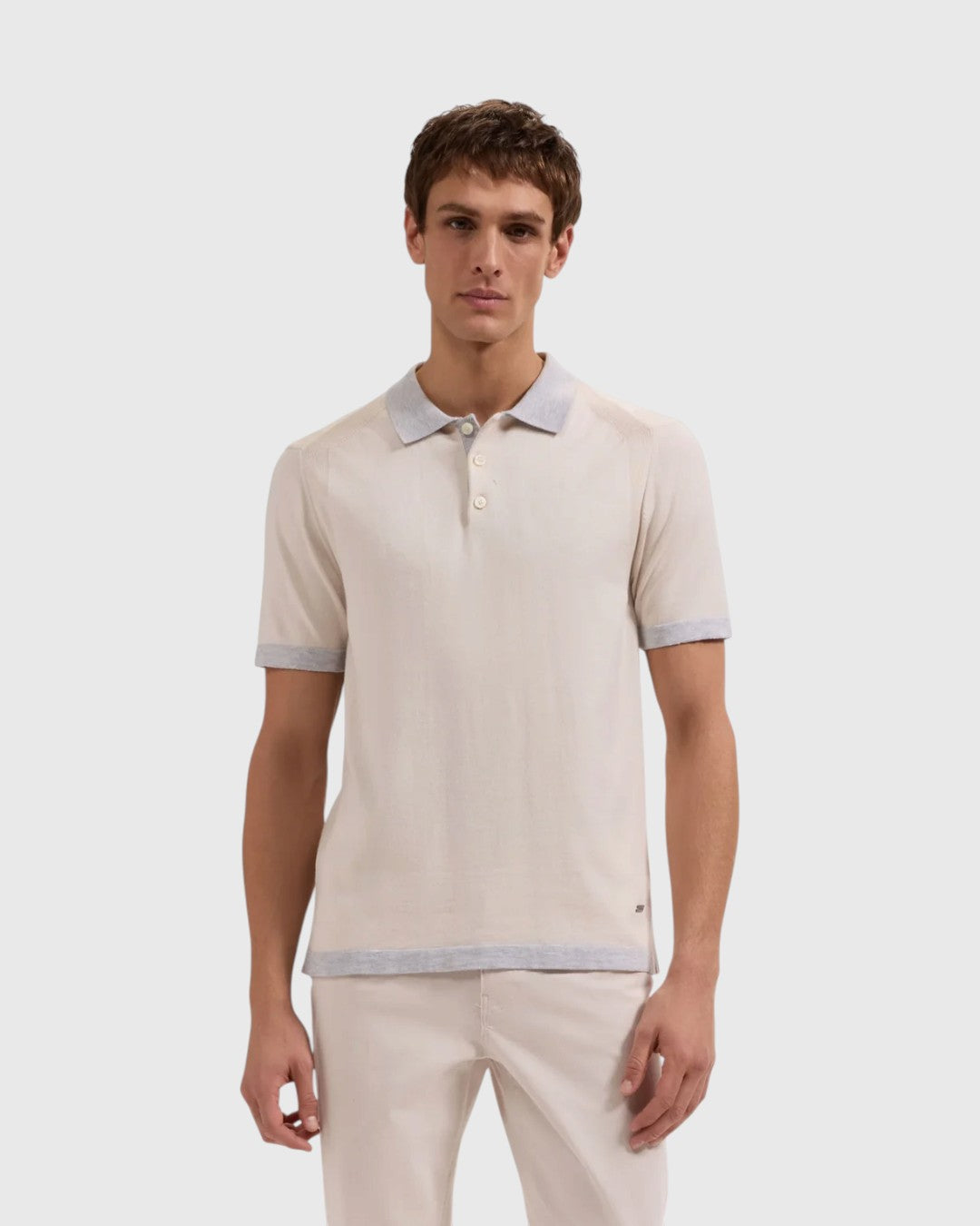 Jersey Knit Short-Sleeve Polo Sweater-M-ALMOND-BUGATCHI-Levy's Clothier