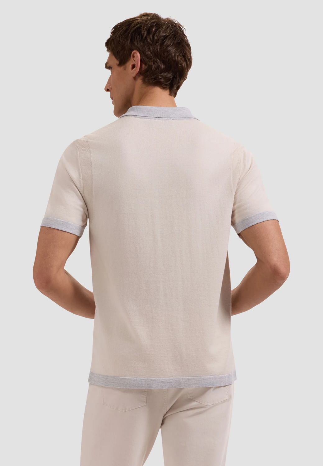 Jersey Knit Short-Sleeve Polo Sweater-M-ALMOND-BUGATCHI-Levy's Clothier