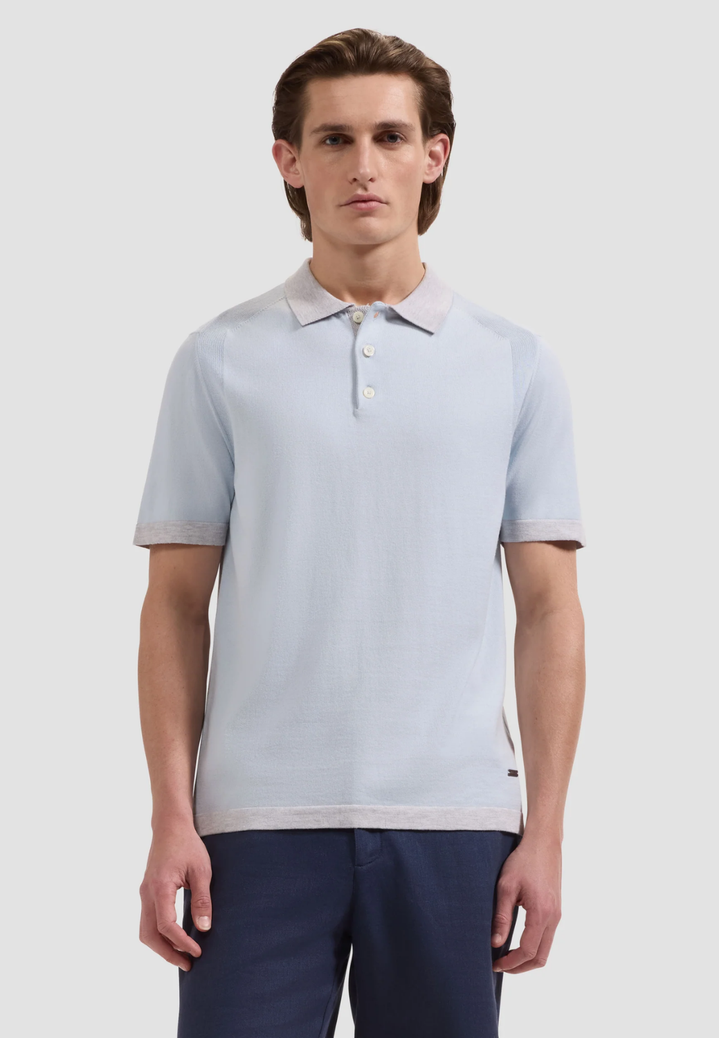 Jersey Knit Short-Sleeve Polo Sweater-M-ALMOND-BUGATCHI-Levy's Clothier