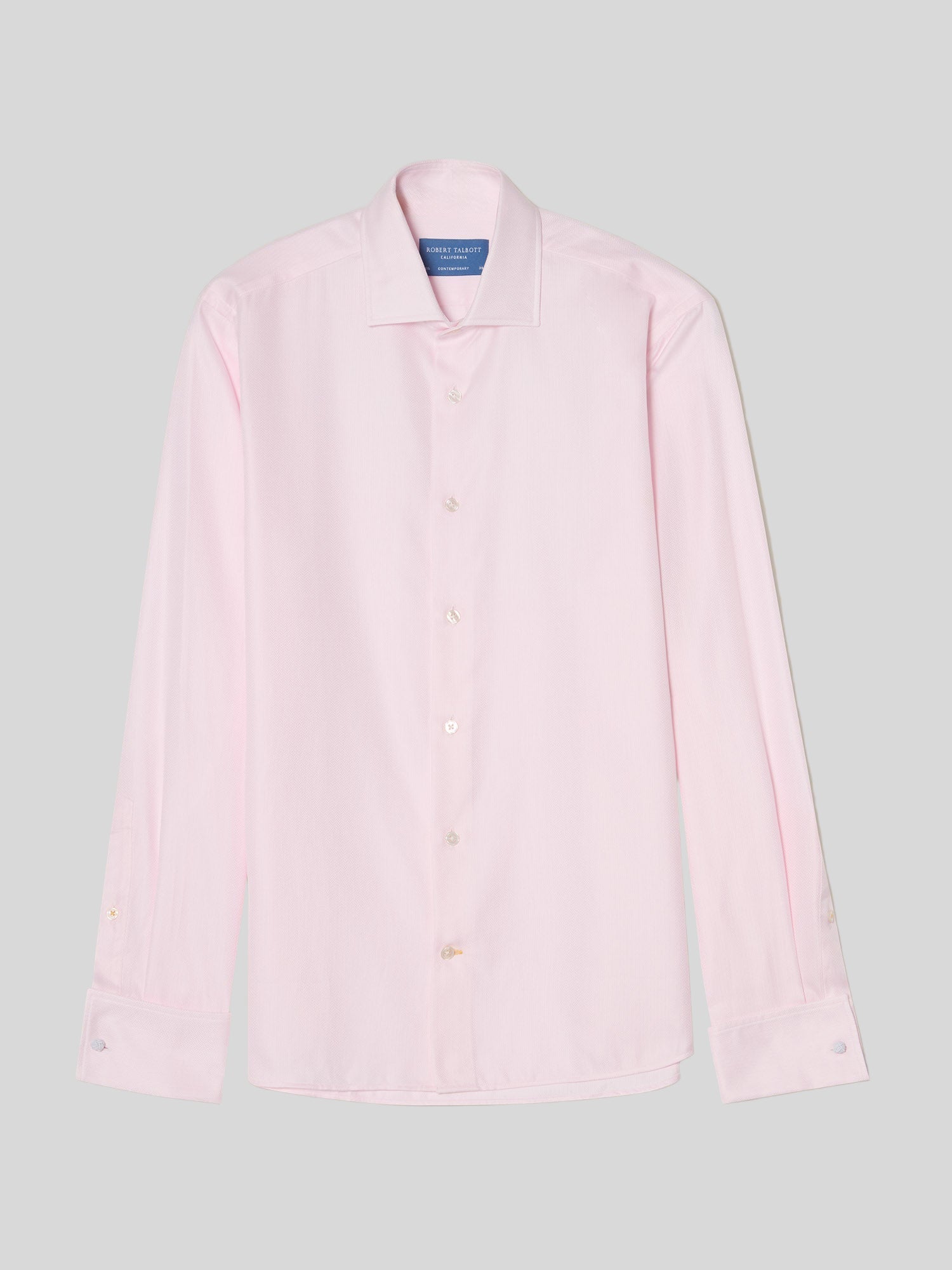 Reynolds Contemporary French Cuff Herringbone Shirt - Pink-15-PINK-ROBERT TALBOTT-Levy's Clothier
