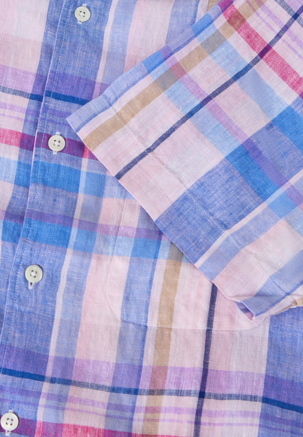 Morgan Plaid Linen Short Sleeve Shirt-S-PINK MULTI-ROBERT TALBOTT-Levy's Clothier
