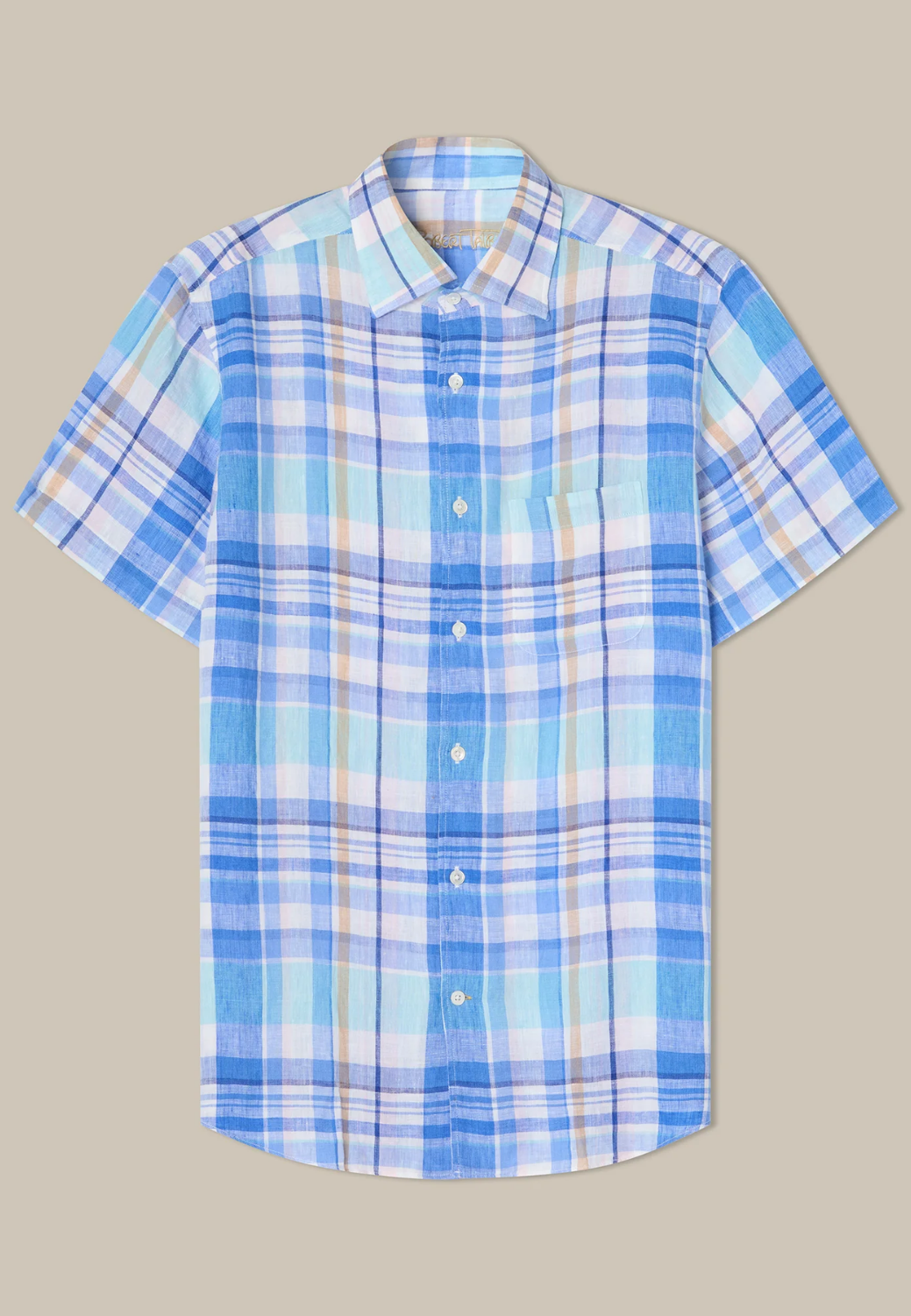 Morgan Plaid Linen Short Sleeve Shirt-S-PINK MULTI-ROBERT TALBOTT-Levy's Clothier