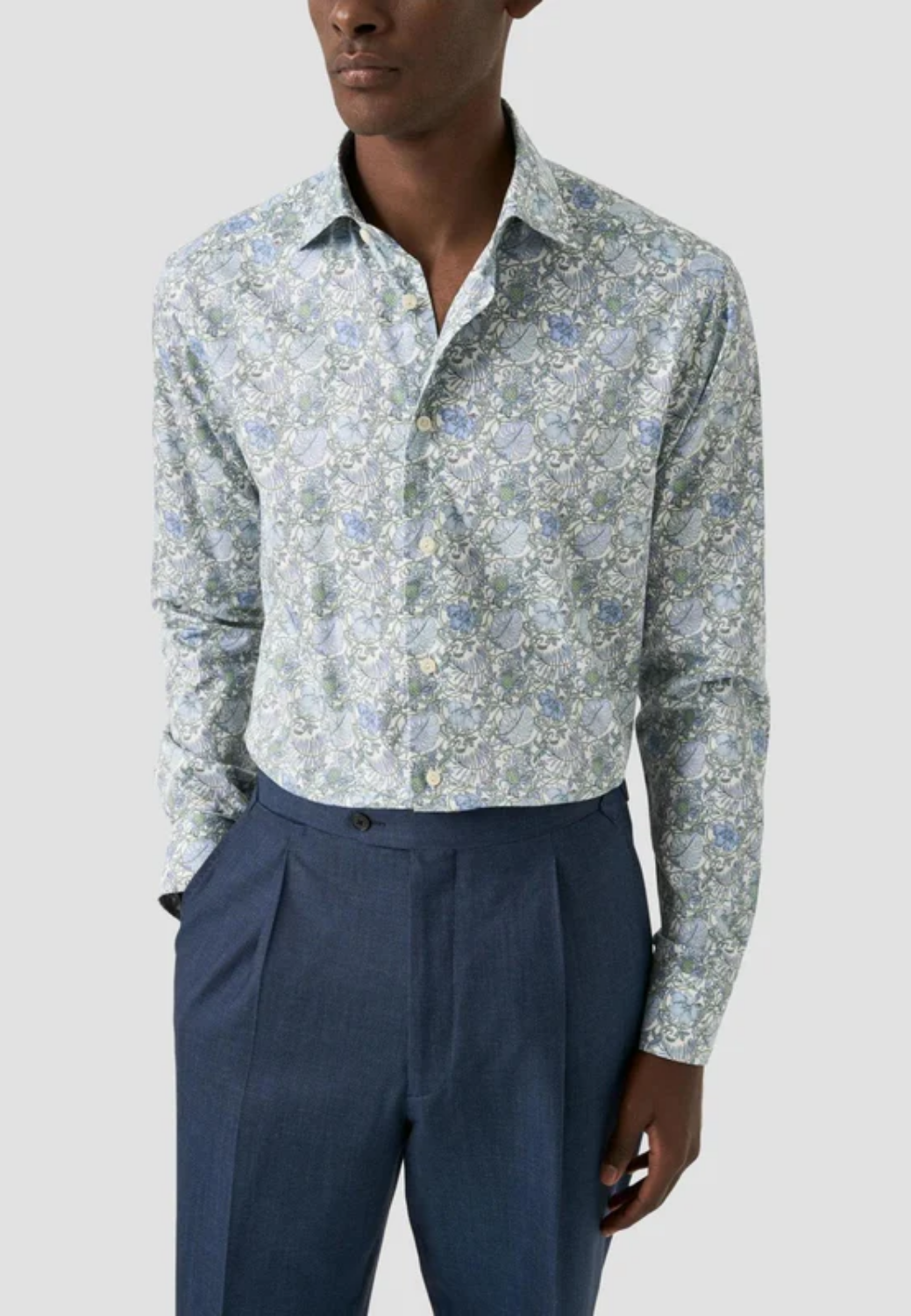 Classic Fit Shirt Green, Flowers-17.5-Green-ETON OF SWEDEN-Levy's Clothier