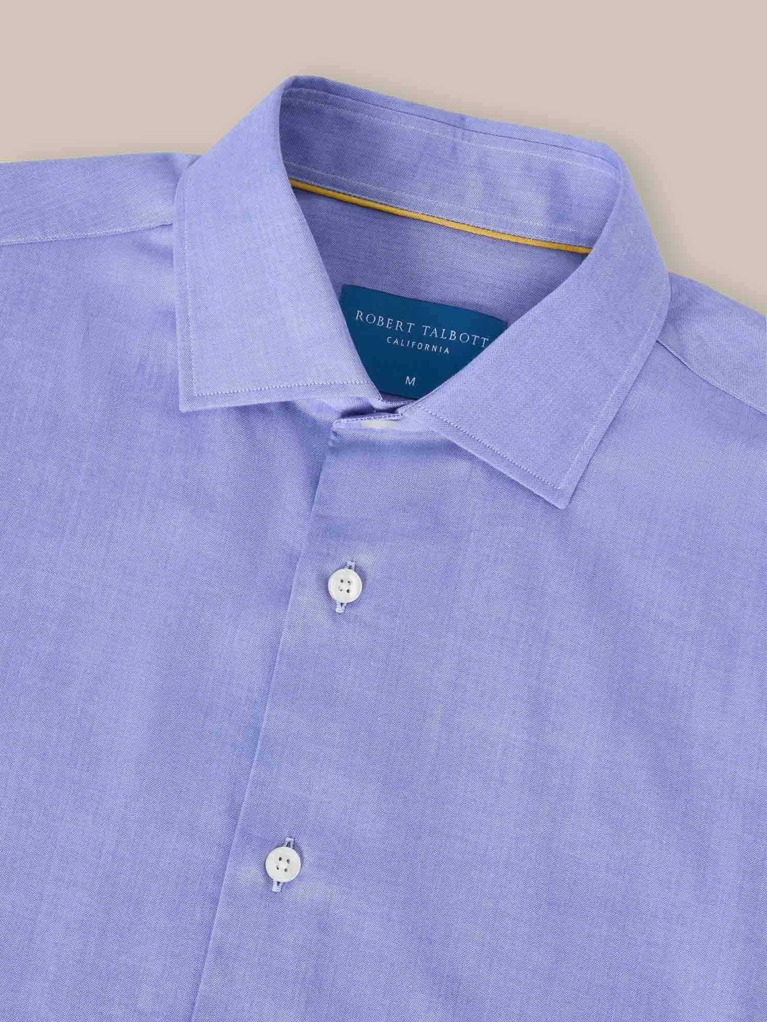 Reynolds Ultra Light Weight Brushed Herringbone Shirt-S-BLUE-ROBERT TALBOTT-Levy's Clothier