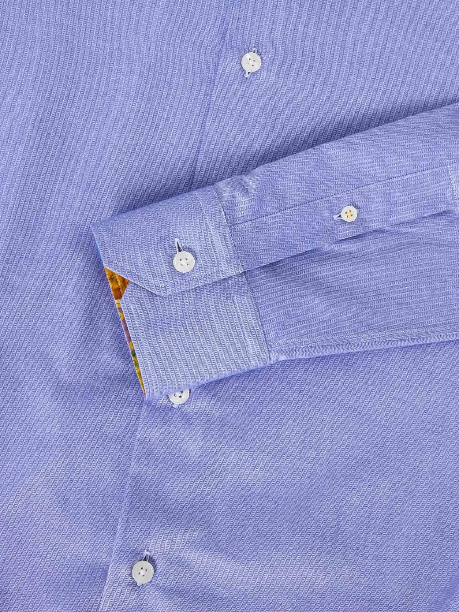 Reynolds Ultra Light Weight Brushed Herringbone Shirt-S-BLUE-ROBERT TALBOTT-Levy's Clothier