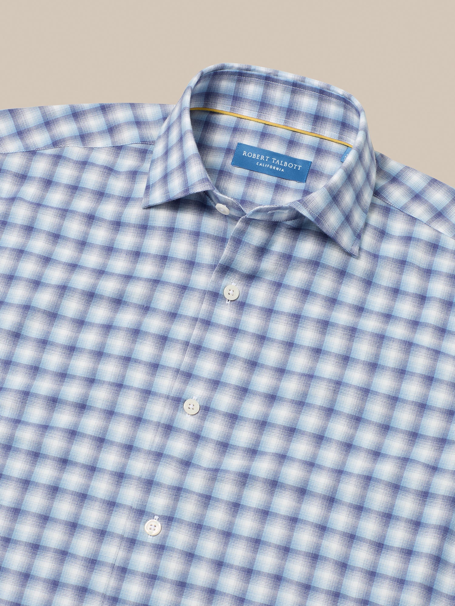Reynolds Ultra Light Weight Brushed Ombre Plaid Shirt-M-BLUE MULTI-ROBERT TALBOTT-Levy's Clothier