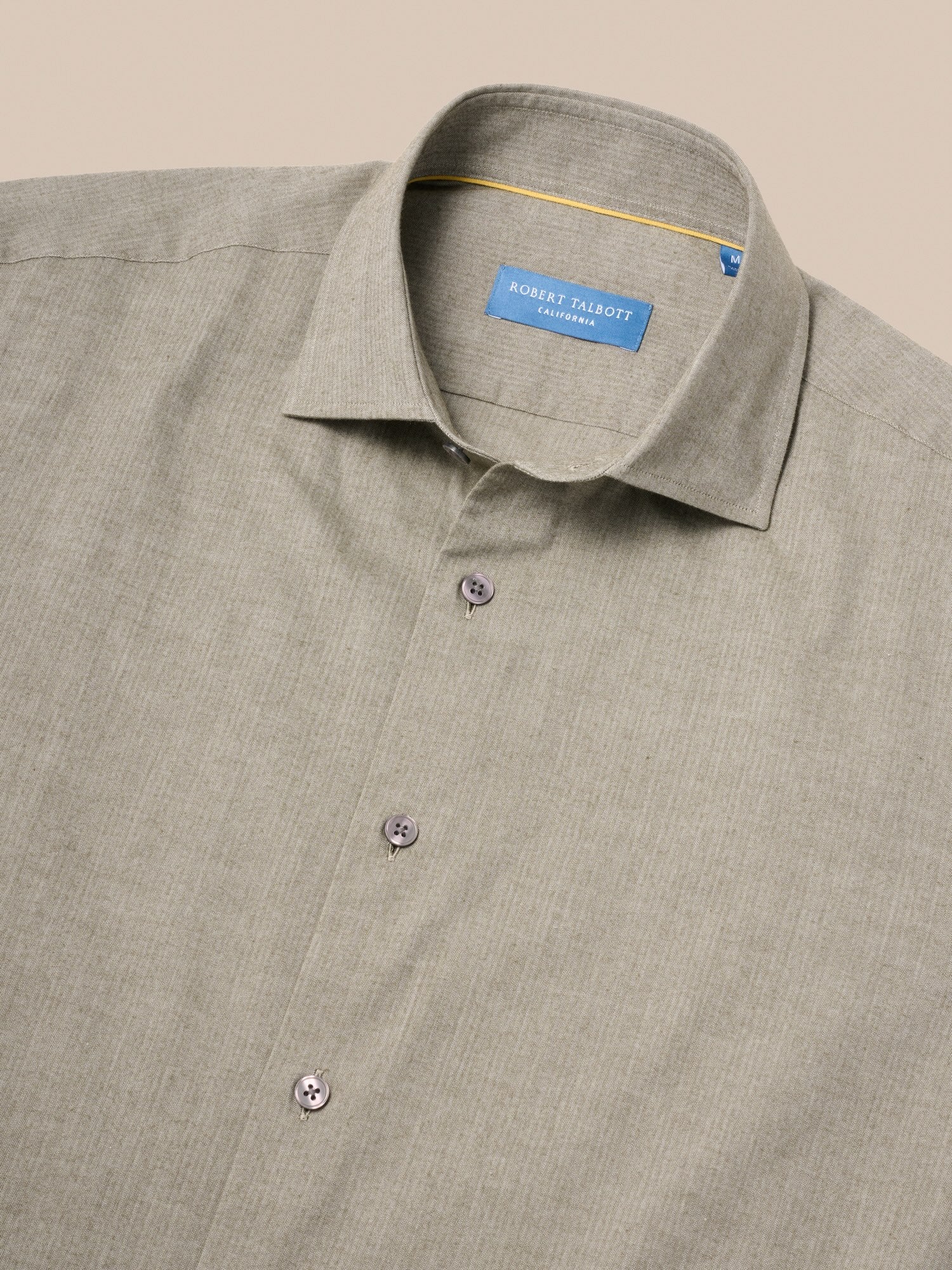 Reynolds Ultra Light Weight Brushed Herringbone Shirt-S-BLUE-ROBERT TALBOTT-Levy's Clothier