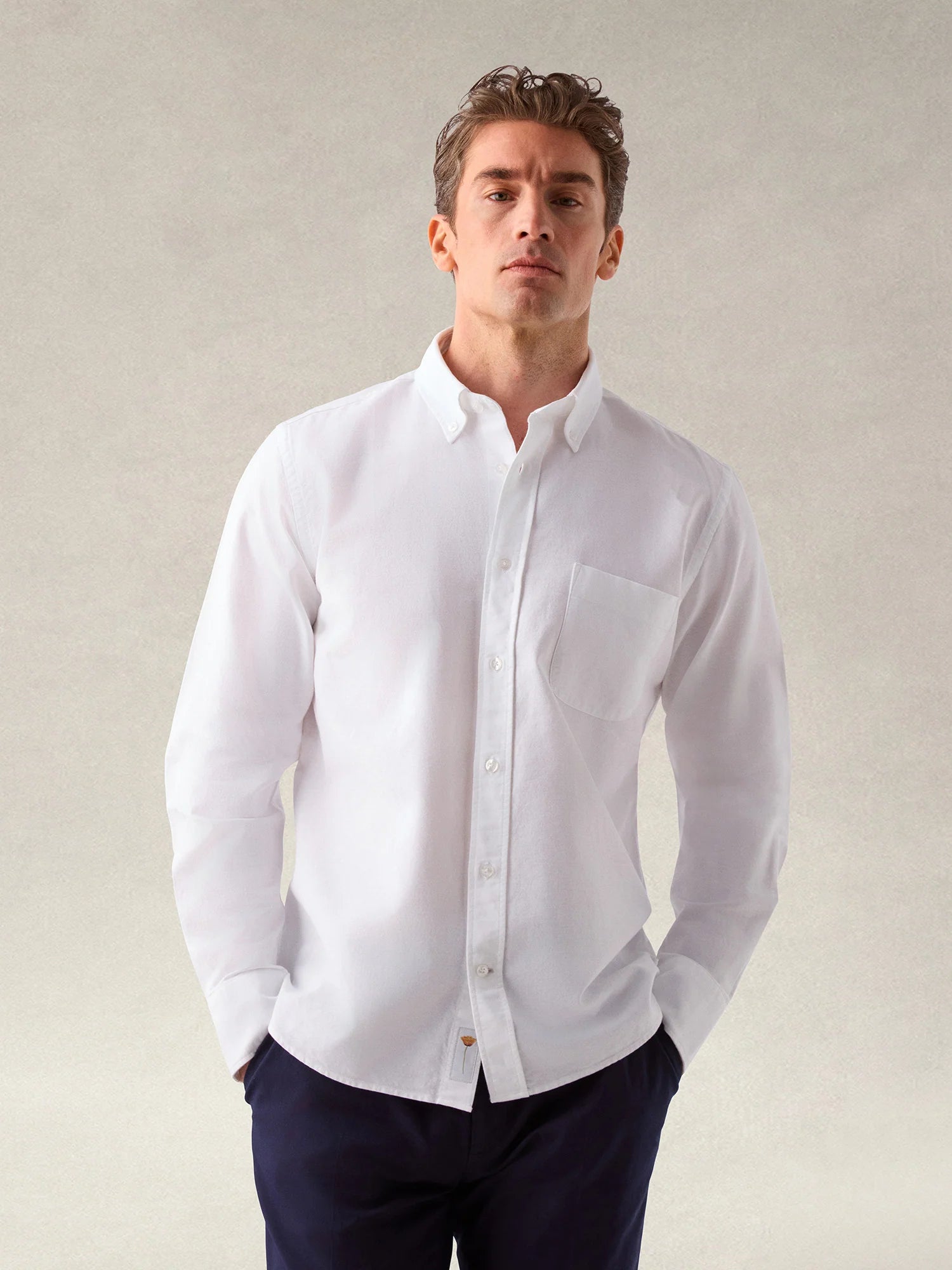 Harrison Button Down Oxford Shirt - White-M-ROBERT TALBOTT-Levy's Clothier