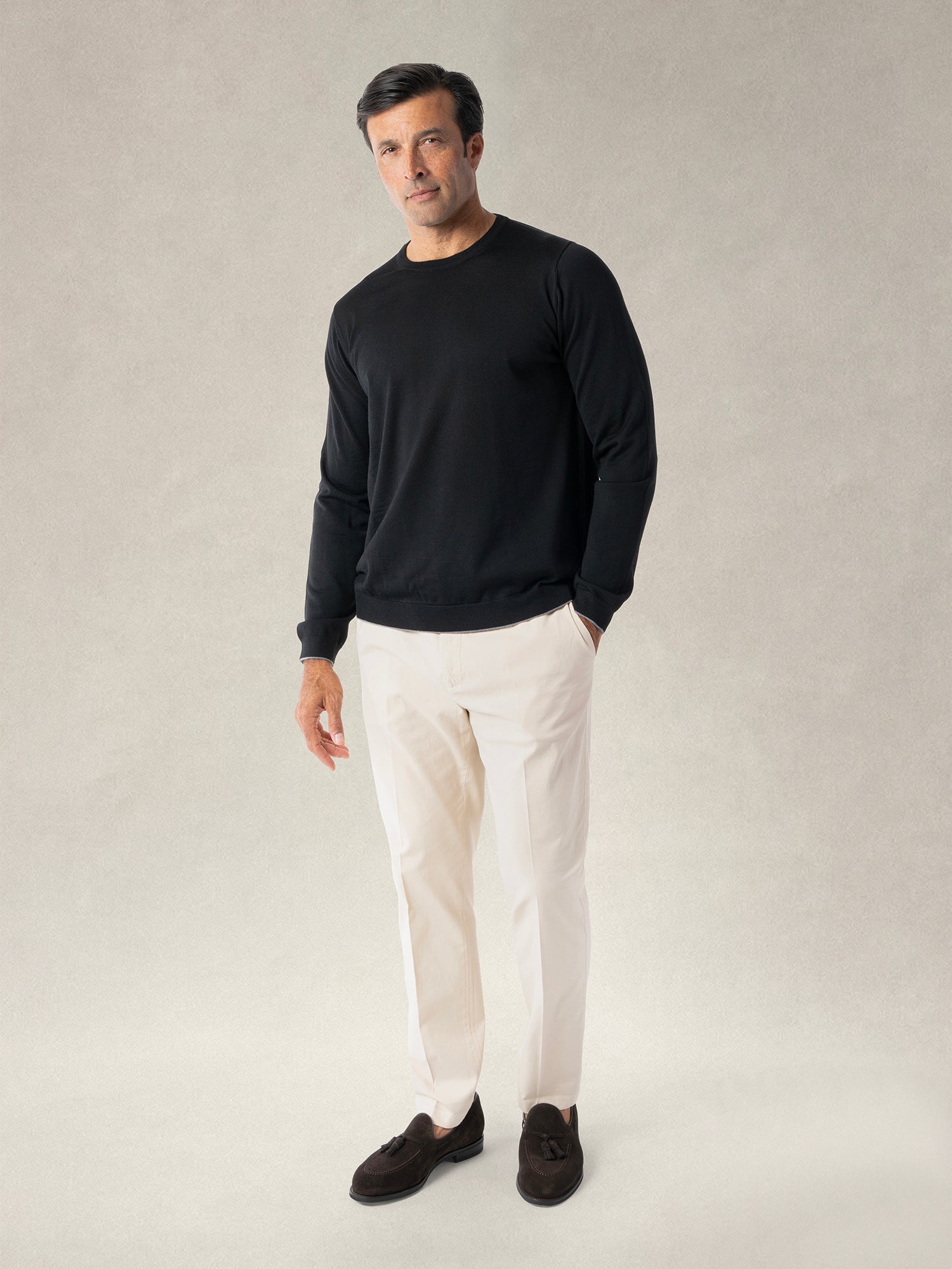 Keaton Crewneck Sweater-M-BLACK-ROBERT TALBOTT-Levy's Clothier