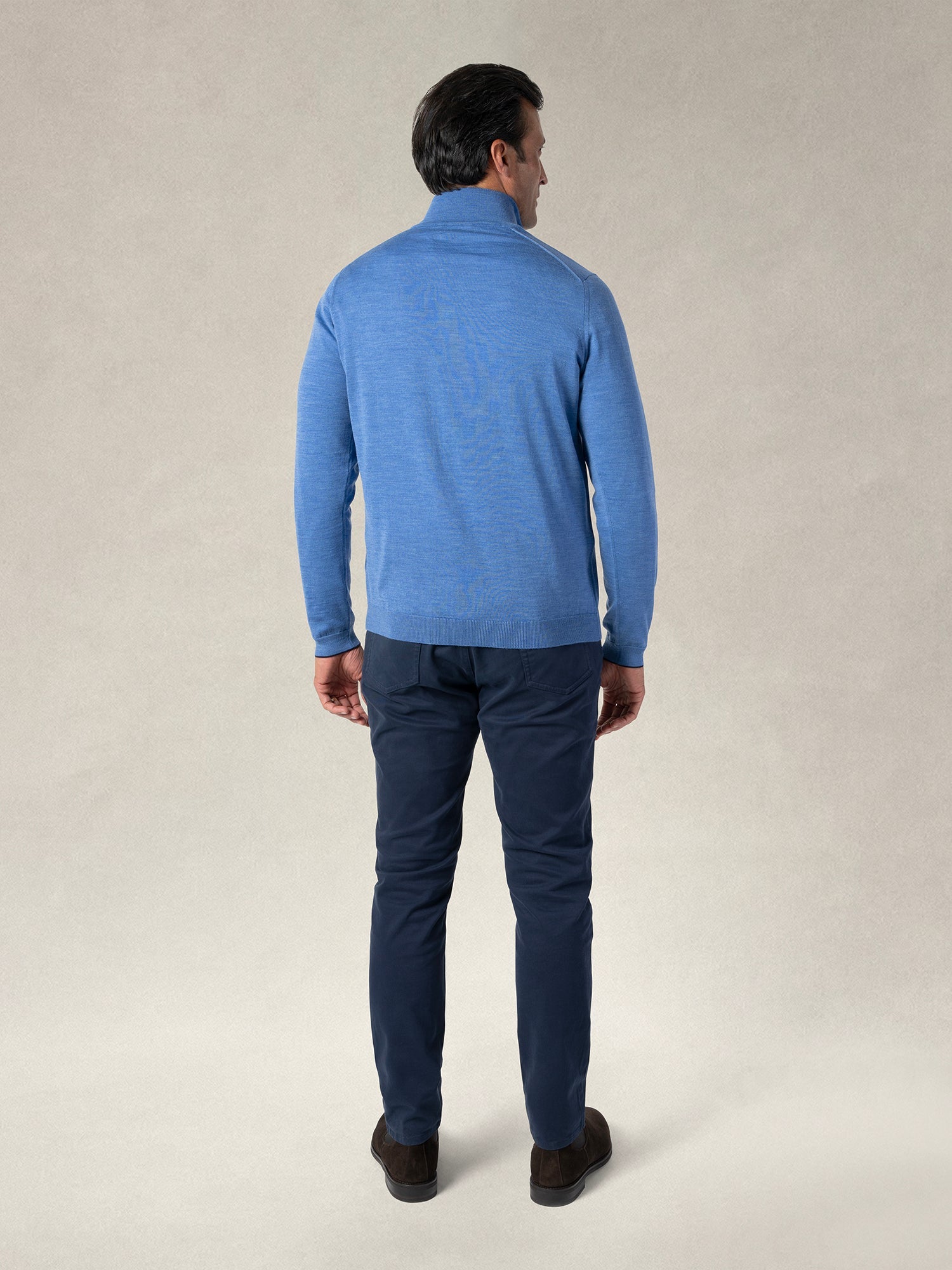 Eastwood Quarter Zip Sweater-M-SKY BLUE WITH NAVY TIPPING-ROBERT TALBOTT-Levy's Clothier