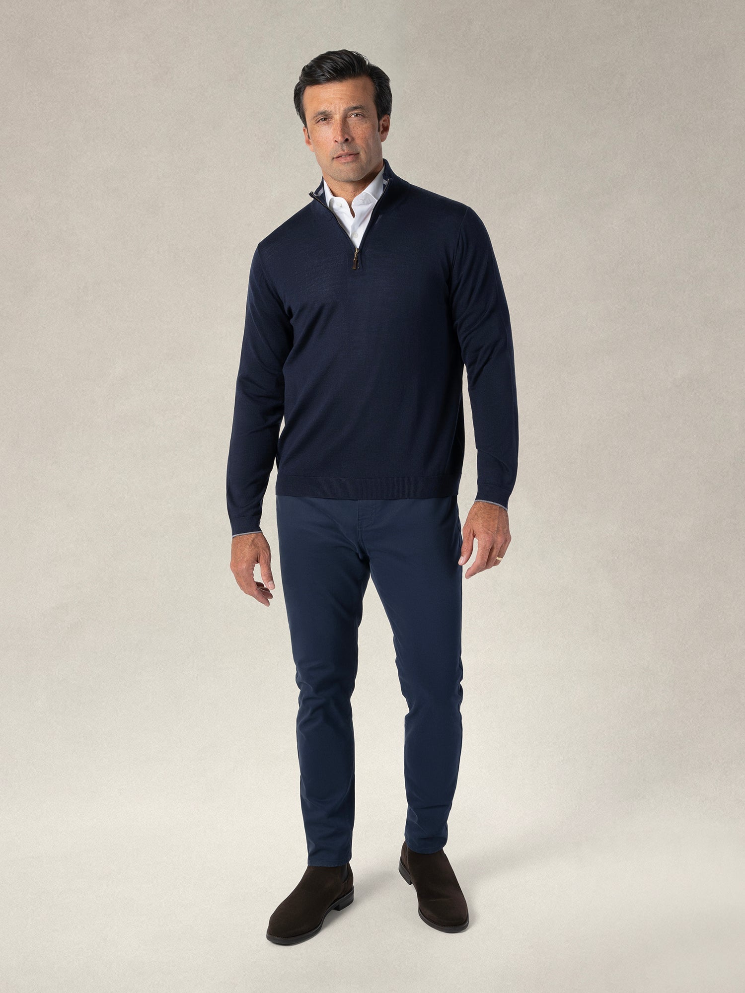 Eastwood Quarter Zip Sweater-M-SKY BLUE WITH NAVY TIPPING-ROBERT TALBOTT-Levy's Clothier