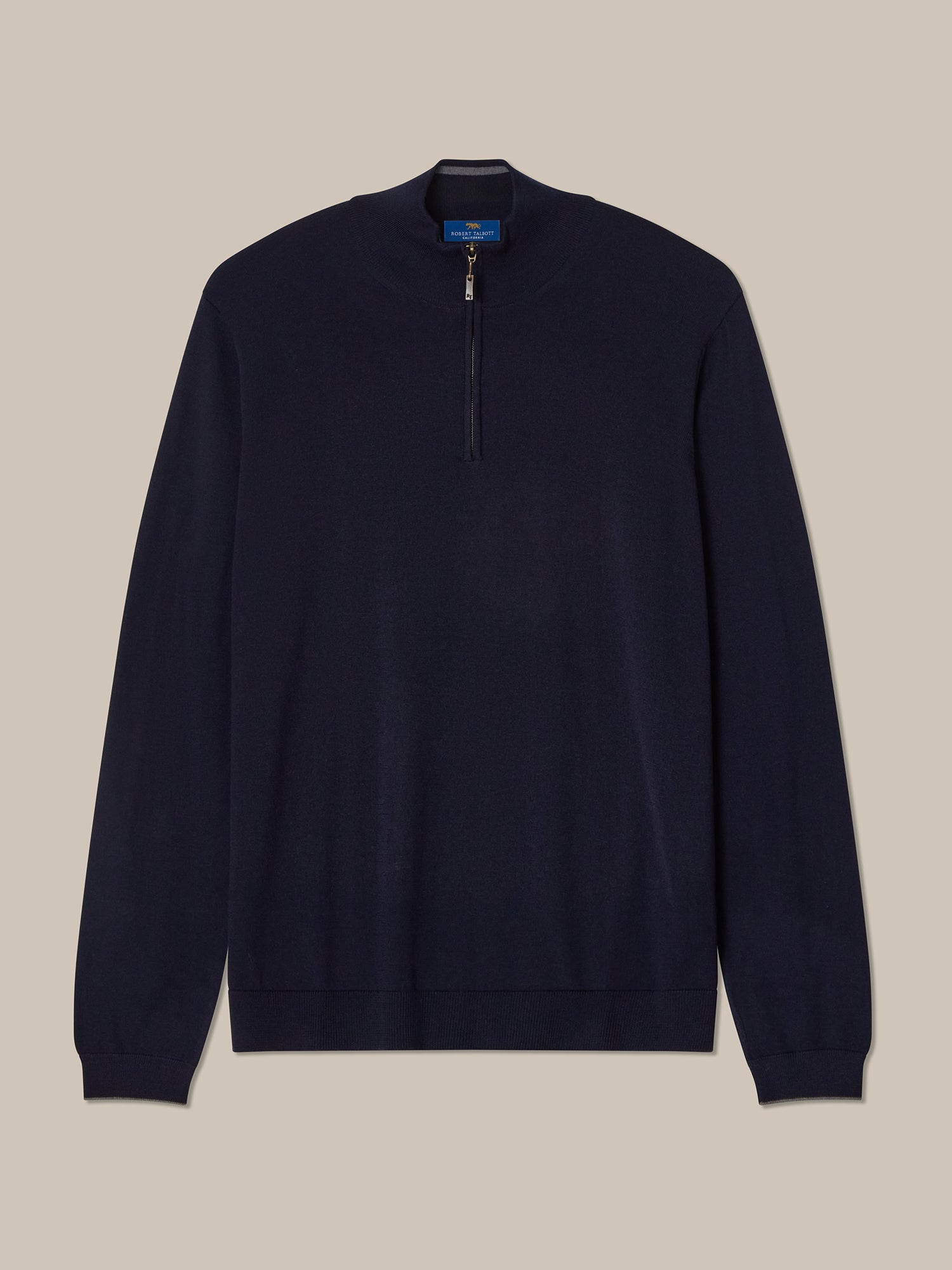 Eastwood Quarter Zip Sweater-M-SKY BLUE WITH NAVY TIPPING-ROBERT TALBOTT-Levy's Clothier
