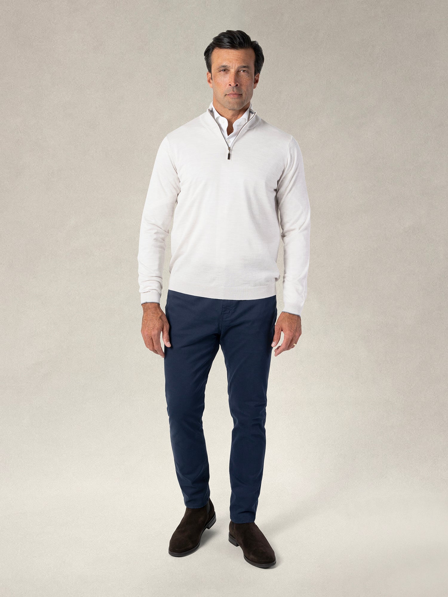 Eastwood Quarter Zip Sweater-M-SKY BLUE WITH NAVY TIPPING-ROBERT TALBOTT-Levy's Clothier