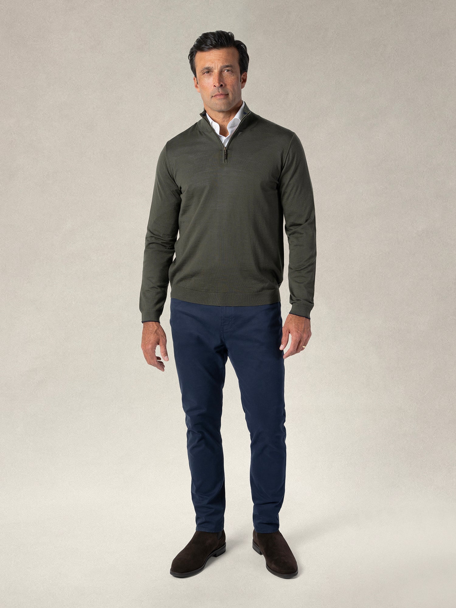 Eastwood Quarter Zip Sweater-M-SKY BLUE WITH NAVY TIPPING-ROBERT TALBOTT-Levy's Clothier