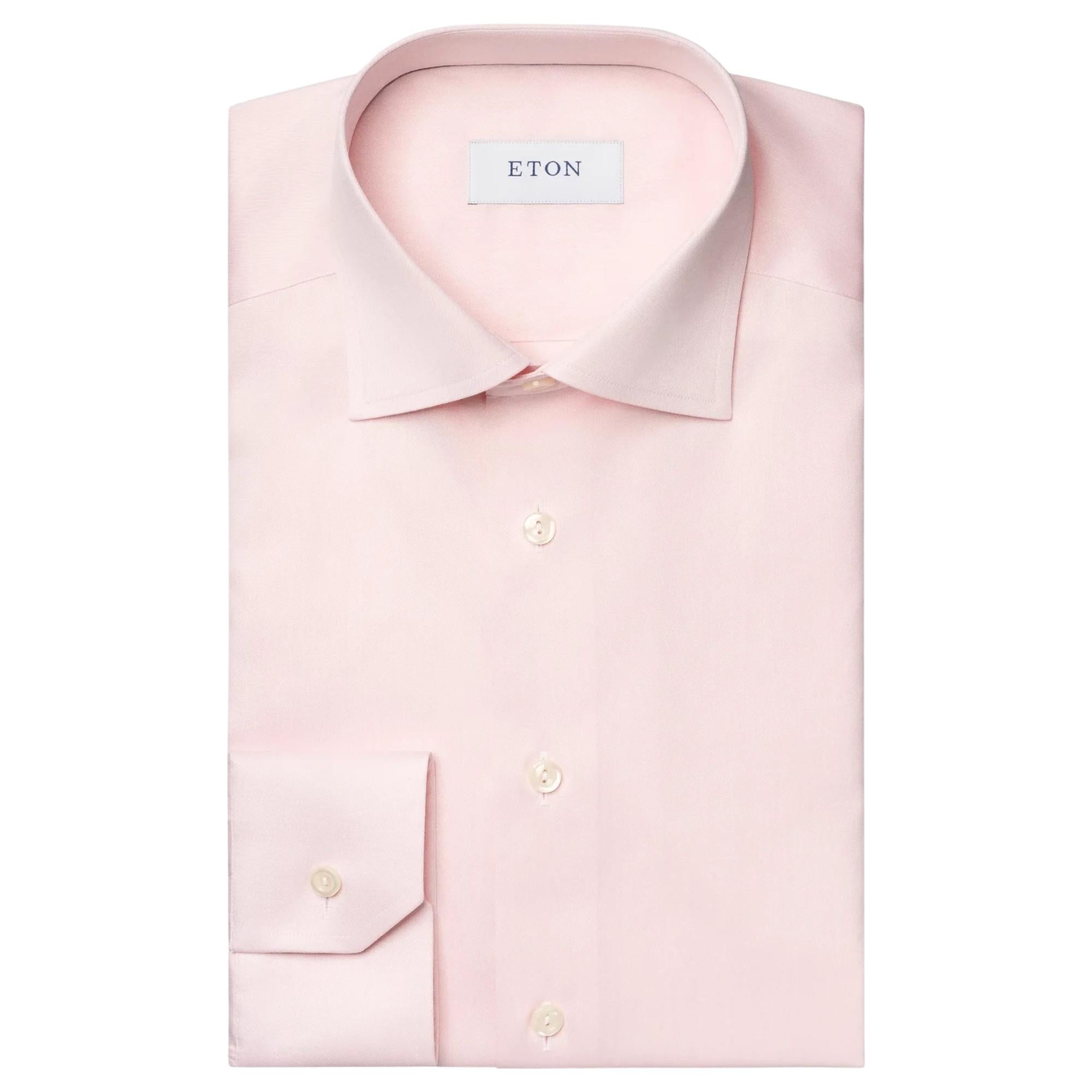 Contemporary Solid Twill Shirt - Pink-18-ETON OF SWEDEN-Levy's Clothier