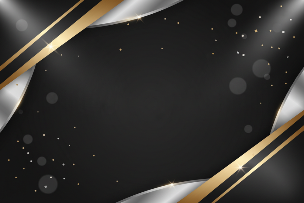 A birthday celebration style classy graphic that can go behind text with black gold and silver accents