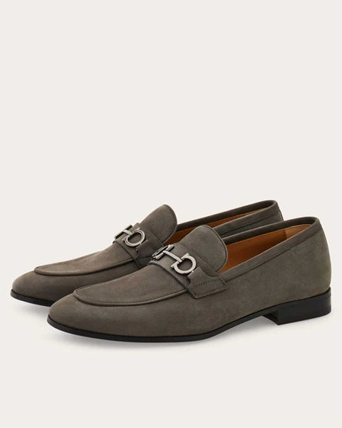 Ferragamo Balty Ecru Nabuck Calf Leather Gancini Bit Loafers Mens 8.5 E 0792748 Moccasin with Gancini ornament - Men | Ferragamo main image 3
