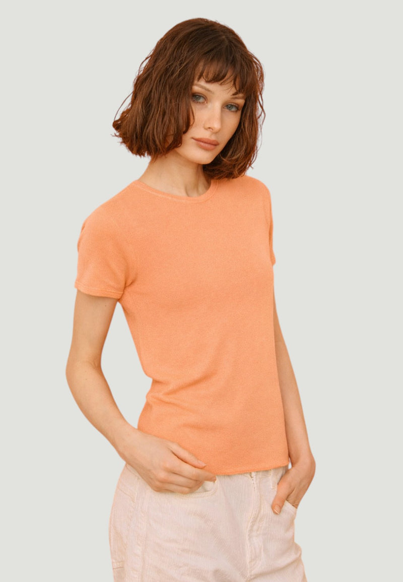 Cashmere Short Sleeve Crewneck Shirt - Papaya-XS-PAPAYA-MAJESTIC TEES-Levy's Clothier