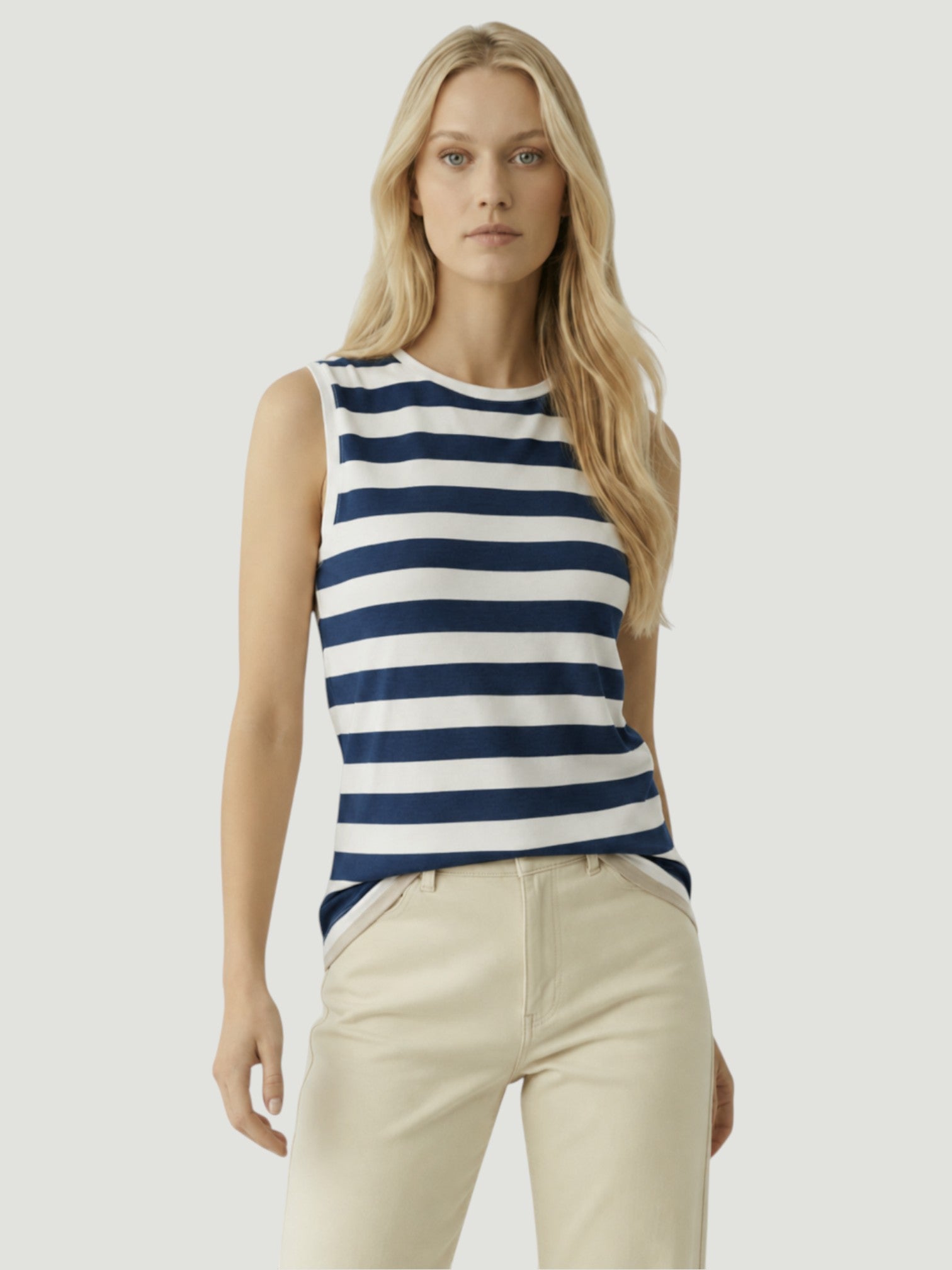 Soft Touch Semi Relaxed Stripe Boatneck Tank - Marine-XS-MARINE-MAJESTIC TEES-Levy's Clothier